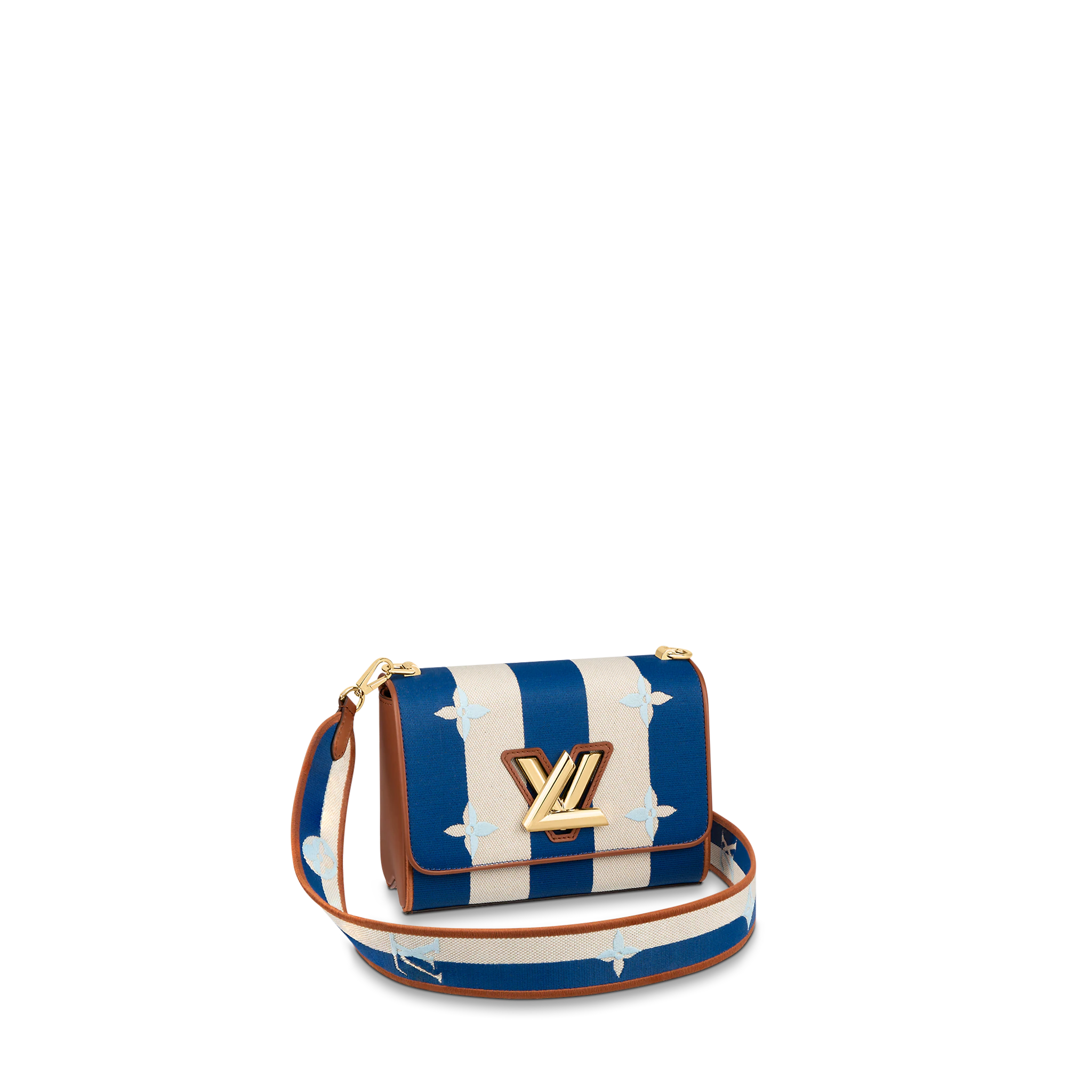 LOUIS VUITTON TWIST MM HANDBAG EMBROIDERED CANVAS AND CALF LEATHER BLUE M57659 LOUIS VUITTON TWIST MM HANDBAG EMBROIDERED CANVAS AND CALF LEATHER BLUE M57659