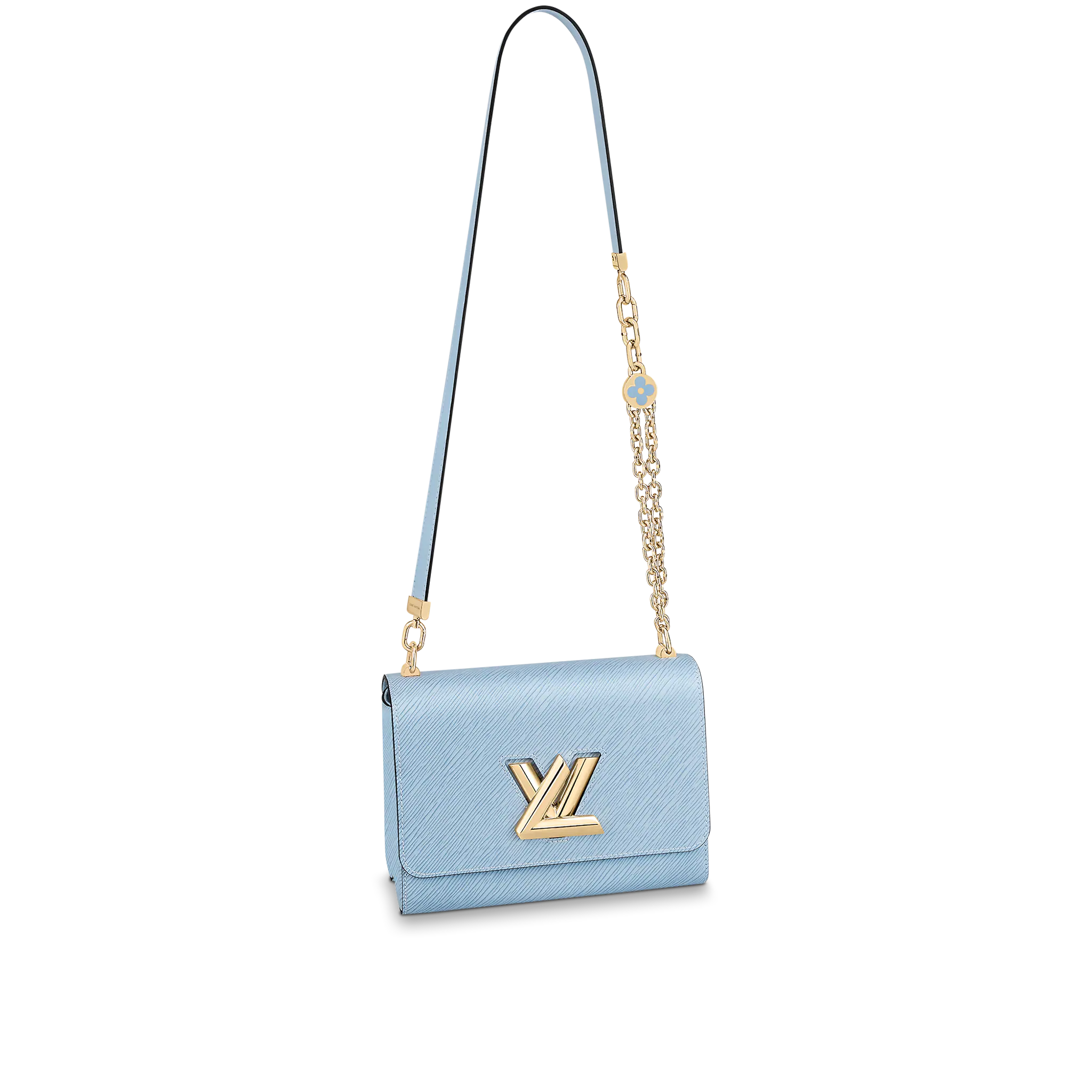 LOUIS VUITTON TWIST MM HANDBAG EPI GRAINED LEATHER QUARTZ BLEU NUAGE BLUE M59627 LOUIS VUITTON TWIST MM HANDBAG EPI GRAINED LEATHER QUARTZ BLEU NUAGE BLUE M59627