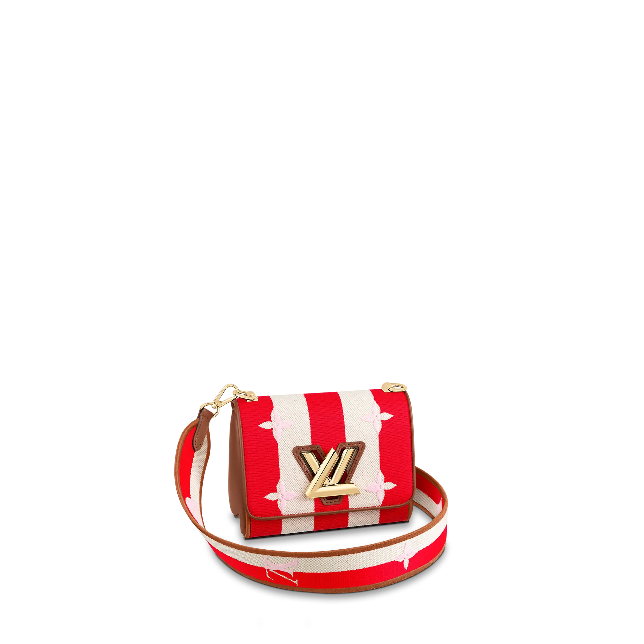 LOUIS VUITTON TWIST PM HANDBAG EMBROIDERED CANVAS AND CALF LEATHER RED M57722 LOUIS VUITTON TWIST PM HANDBAG EMBROIDERED CANVAS AND CALF LEATHER RED M57722