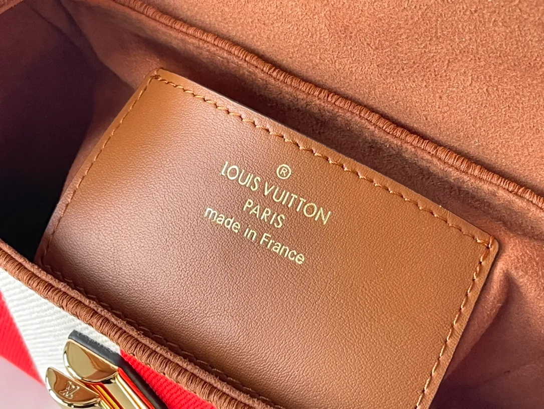 LOUIS VUITTON TWIST PM HANDBAG EMBROIDERED CANVAS AND CALF LEATHER RED M57722_09 LOUIS VUITTON TWIST PM HANDBAG EMBROIDERED CANVAS AND CALF LEATHER RED M57722 09