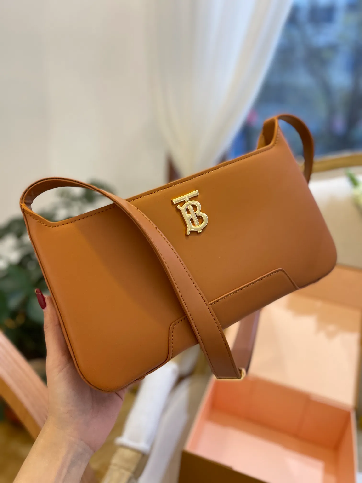 BURBERRY-LEATHER-TB-SHOULDER-BAG-WARM-TAN-80462511_2 BURBERRY LEATHER TB SHOULDER BAG WARM TAN 80462511 2