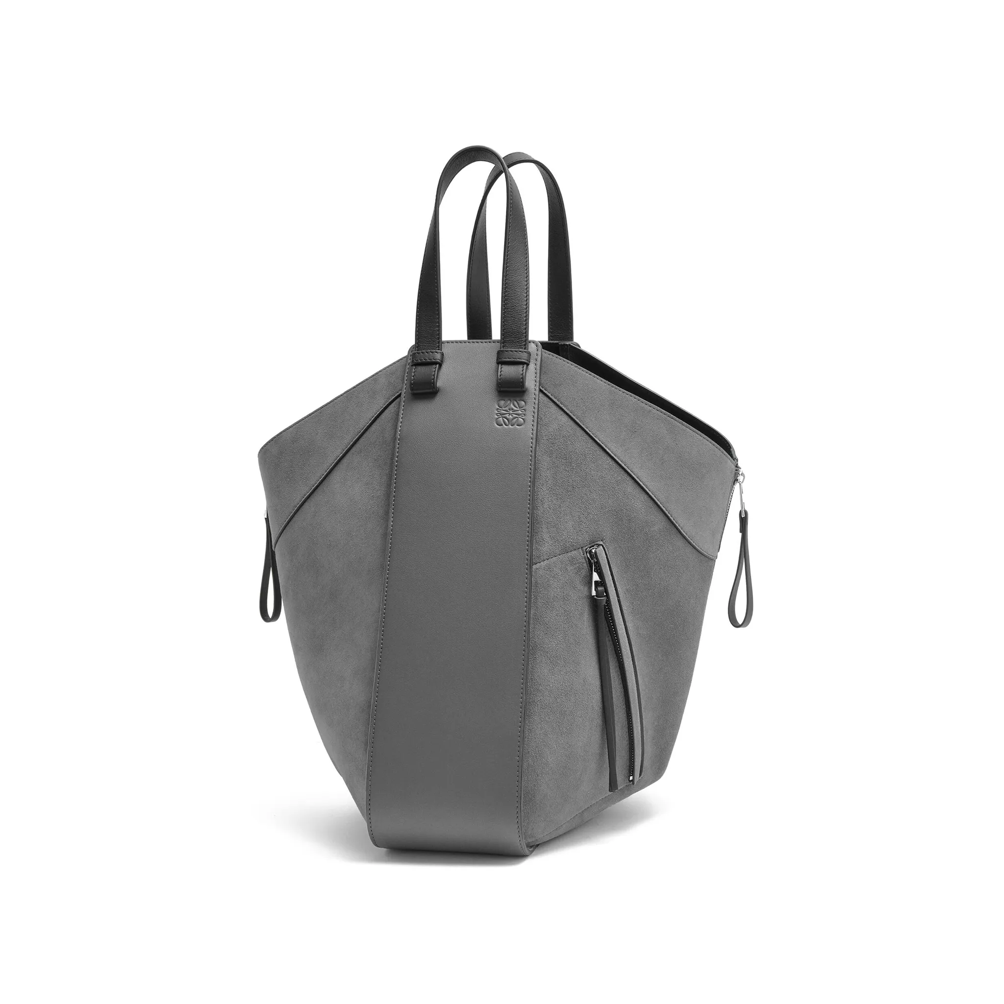 LOEWE-HAMMOCK-TOTE-BAG-IN-CALFSKIN-AND-SUEDE-ANTHRACITE-A538H02X01-1110 LOEWE HAMMOCK TOTE BAG IN CALFSKIN AND SUEDE ANTHRACITE A538H02X01 1110