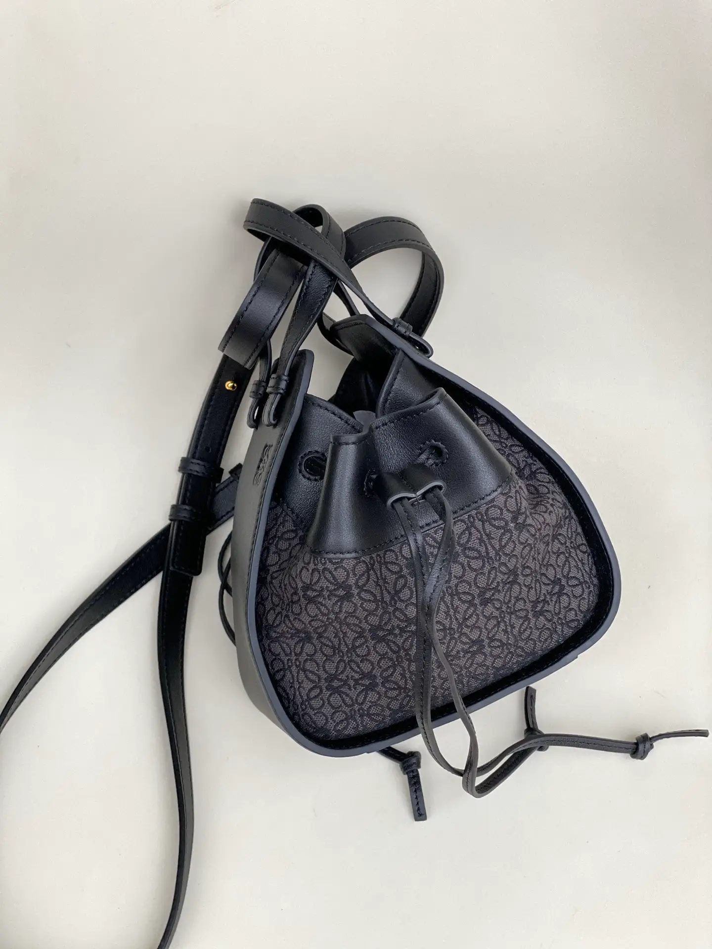 LOEWE-MINI-HAMMOCK-DRAWSTRING-BAG-ANAGRAM-JACQUARD-CALFSKIN-BLACK-A538V07X11-1268_3 LOEWE MINI HAMMOCK DRAWSTRING BAG ANAGRAM JACQUARD CALFSKIN BLACK A538V07X11 1268 3