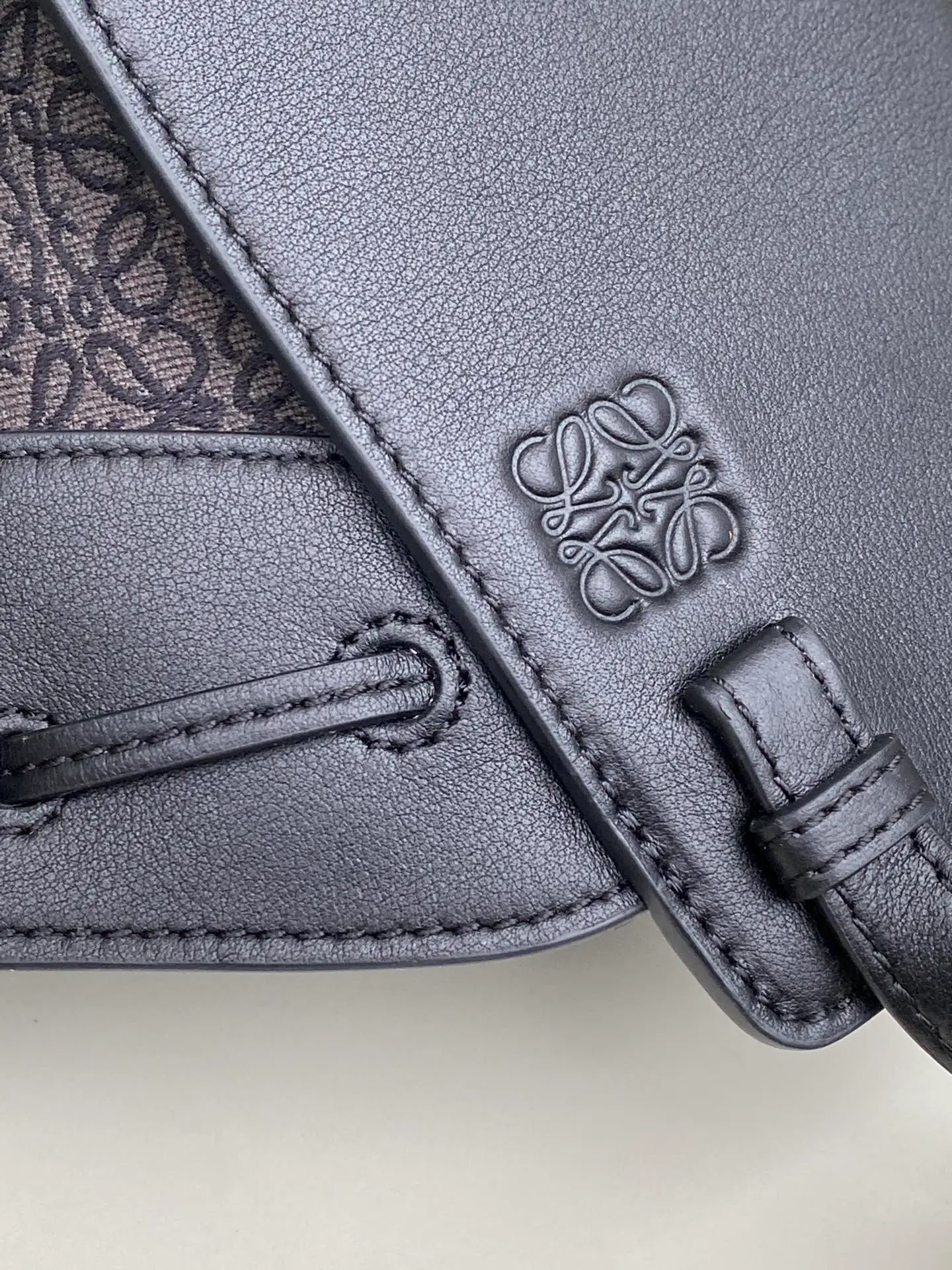 LOEWE-MINI-HAMMOCK-DRAWSTRING-BAG-ANAGRAM-JACQUARD-CALFSKIN-BLACK-A538V07X11-1268_7 LOEWE MINI HAMMOCK DRAWSTRING BAG ANAGRAM JACQUARD CALFSKIN BLACK A538V07X11 1268 7