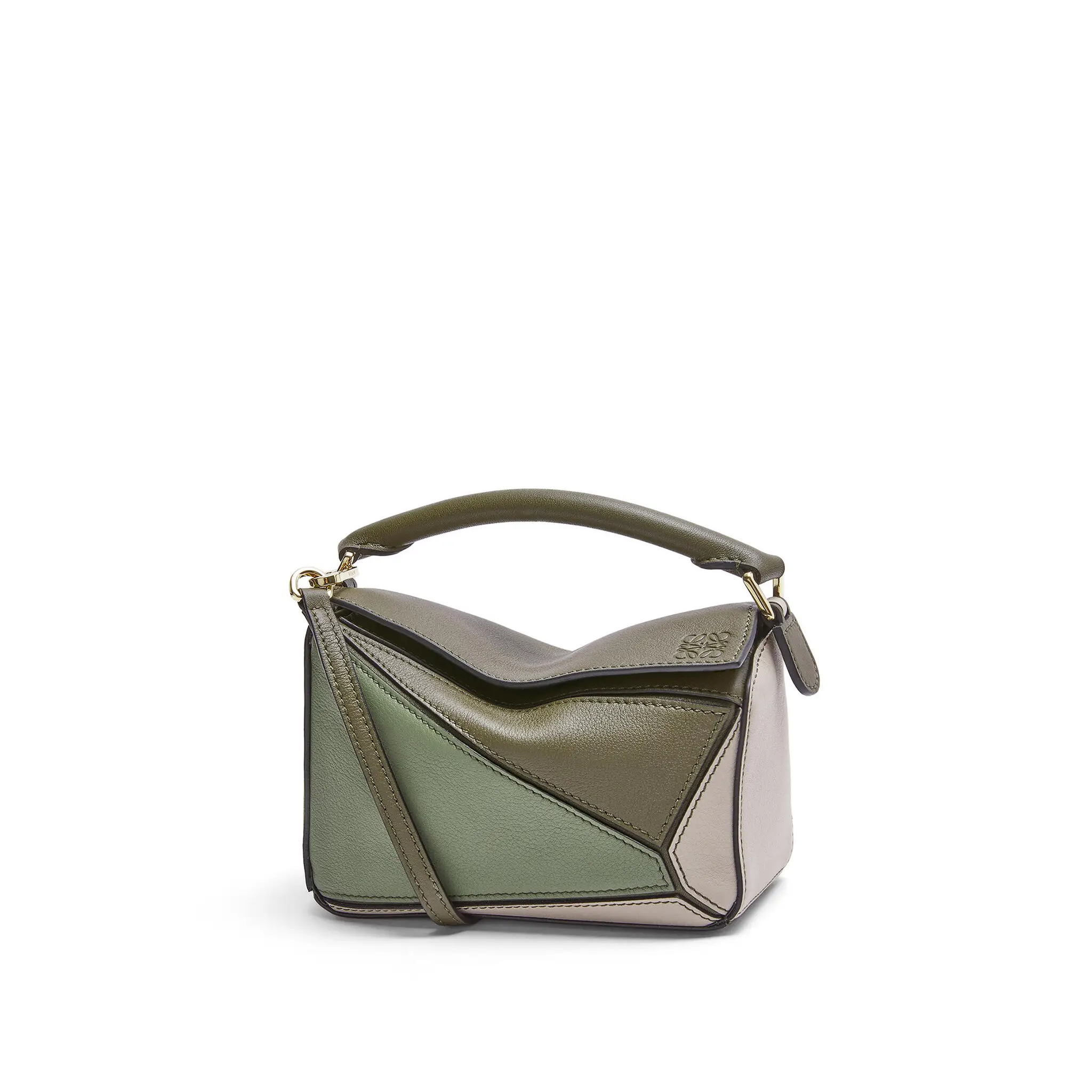 LOEWE-MINI-PUZZLE-BAG-CLASSIC-CALFSKIN-AUTUMN-GREEN-LIGHT-OAT-A510U95X34-4366 LOEWE MINI PUZZLE BAG CLASSIC CALFSKIN AUTUMN GREEN LIGHT OAT A510U95X34 4366
