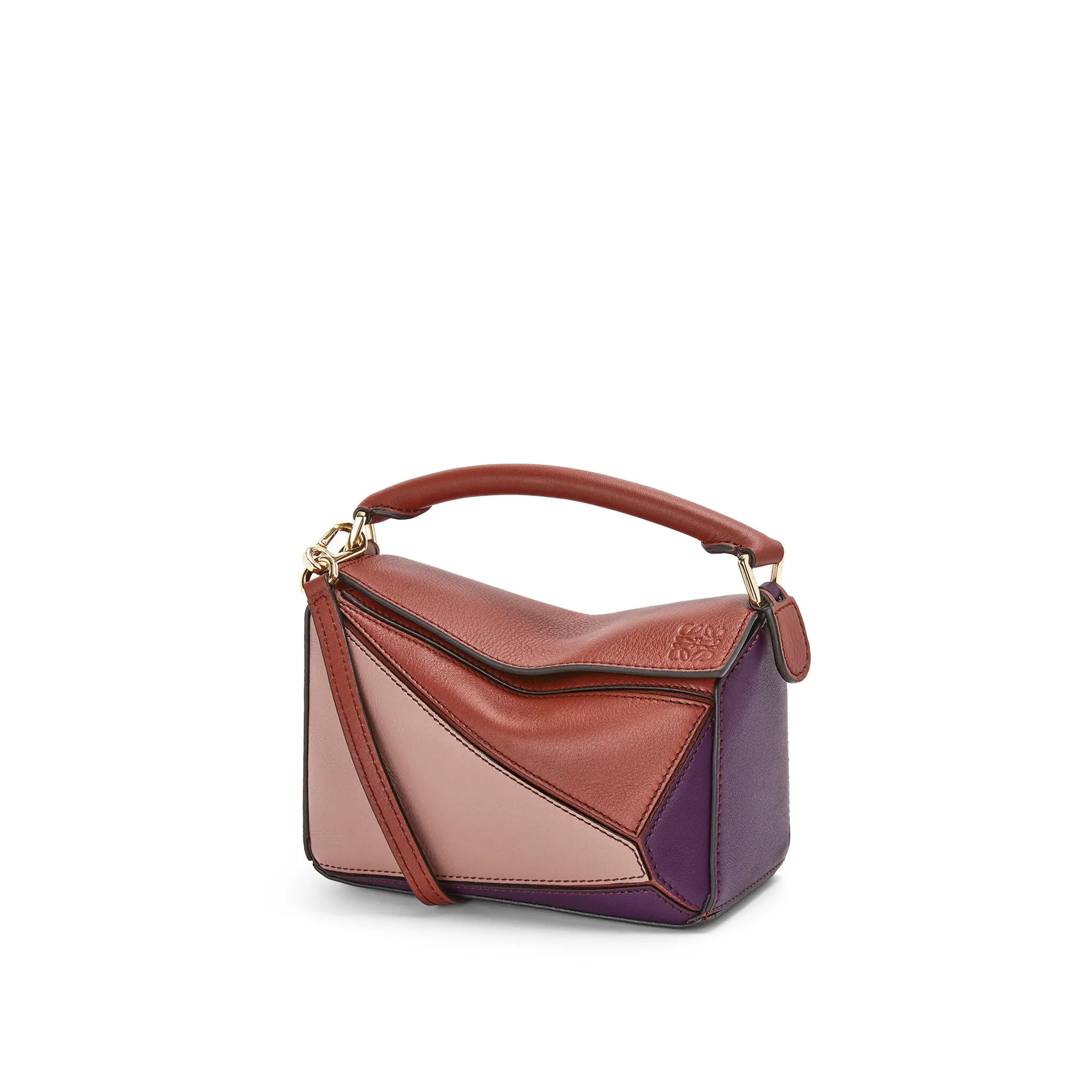 LOEWE-MINI-PUZZLE-BAG-CLASSIC-CALFSKIN-DARK-PURPLE-RUST-A510U95X34-7916 LOEWE MINI PUZZLE BAG CLASSIC CALFSKIN DARK PURPLE RUST A510U95X34 7916
