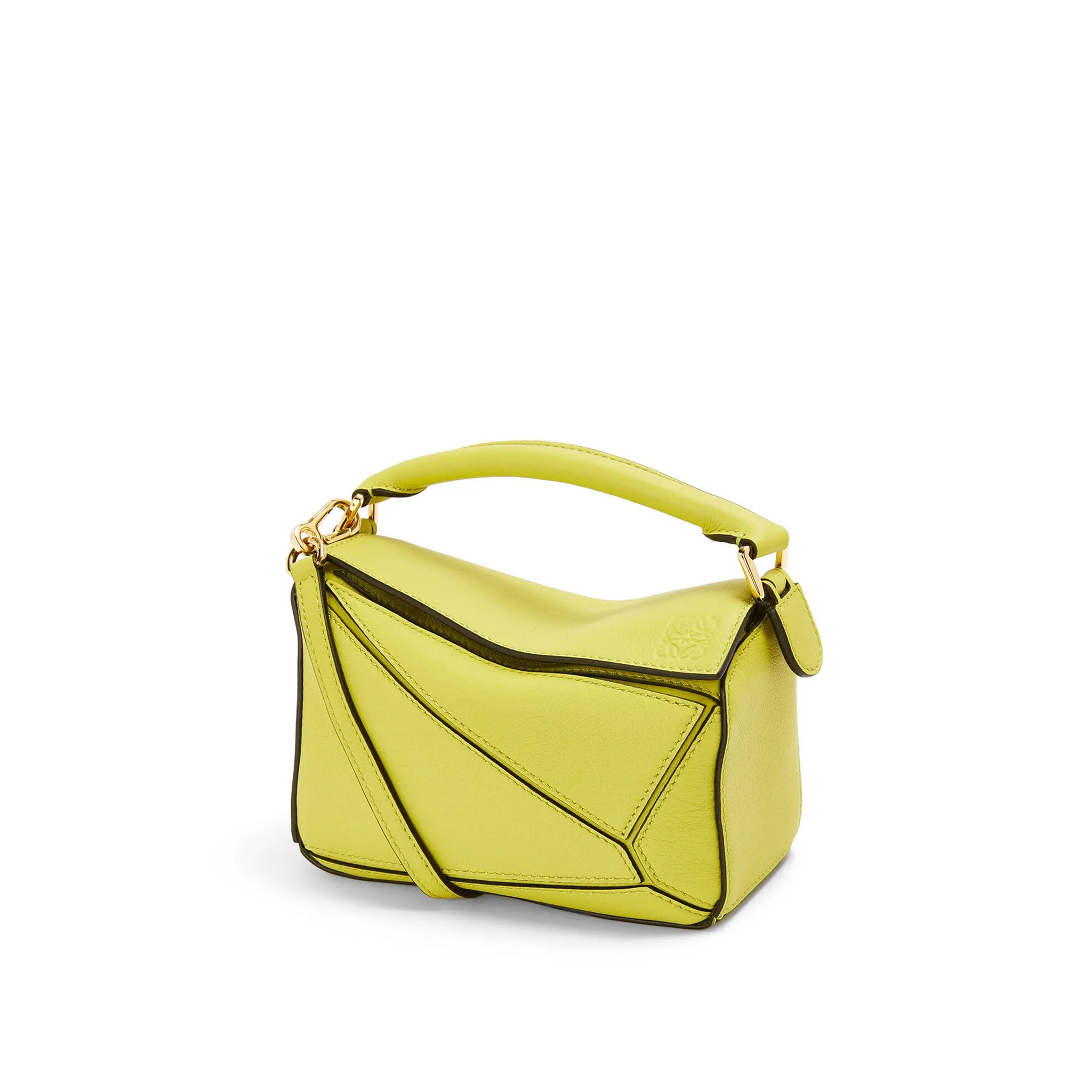 LOEWE-MINI-PUZZLE-BAG-IN-CLASSIC-CALFSKIN-LIME-YELLOW-322.30.U95-4801 LOEWE MINI PUZZLE BAG IN CLASSIC CALFSKIN LIME YELLOW 322.30.U95 4801