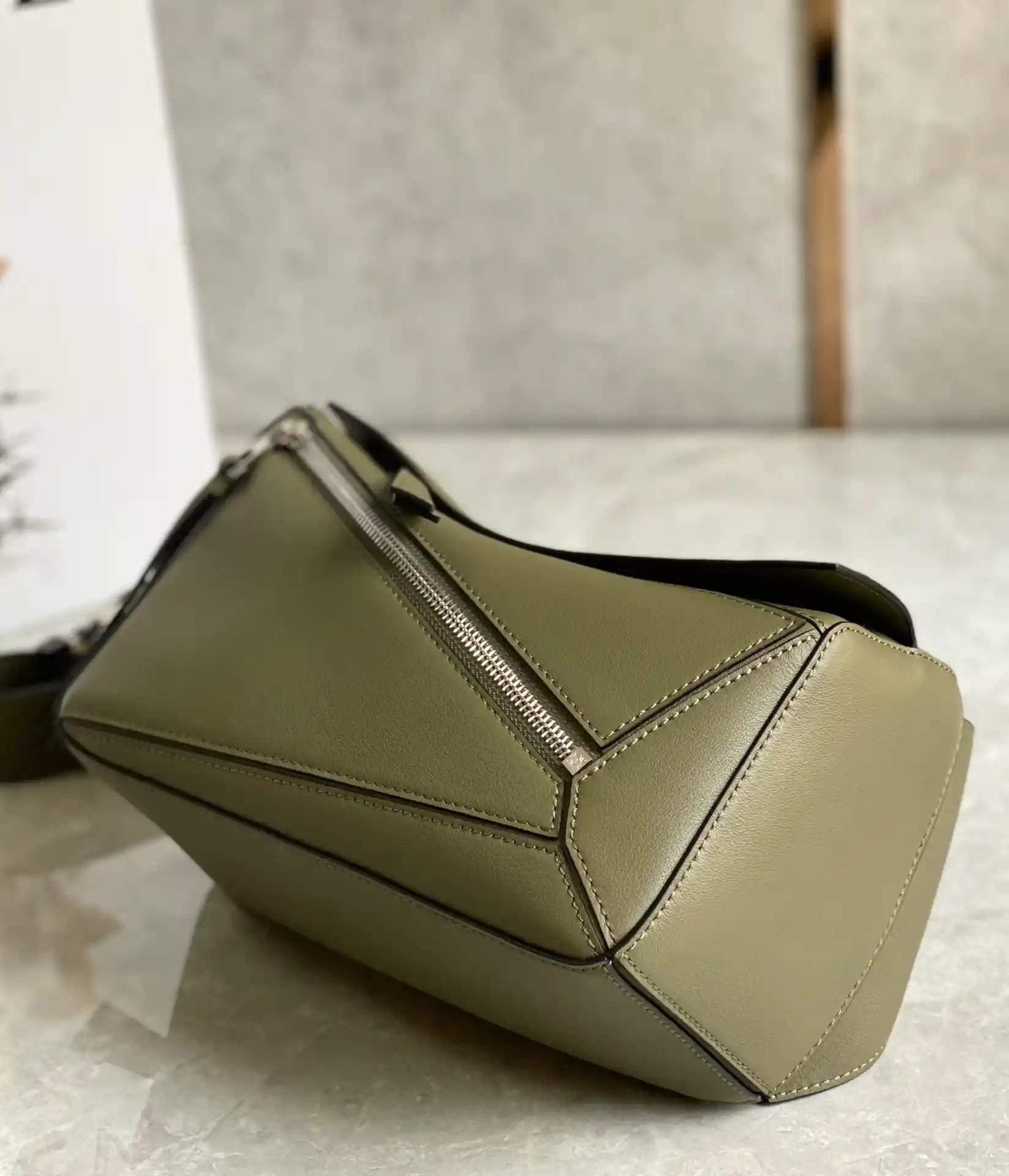 LOEWE-SMALL-PUZZLE-BUMBAG-CLASSIC-CALFSKIN-KHAKI-GREEN-B510P35X09-4160_9 LOEWE SMALL PUZZLE BUMBAG CLASSIC CALFSKIN KHAKI GREEN B510P35X09 4160 9