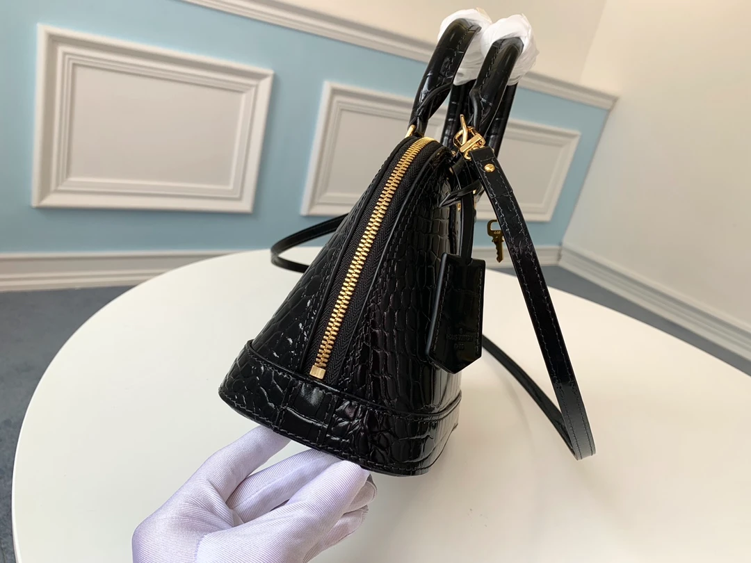 LOUIS VUITTON ALMA BB HANDBAG BRILLIANT ALLIGATOR LEATHER BLACK N90897_2 LOUIS VUITTON ALMA BB HANDBAG BRILLIANT ALLIGATOR LEATHER BLACK N90897 2