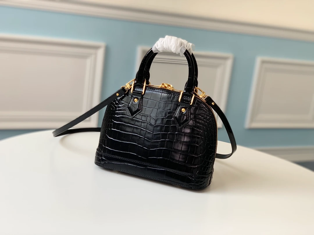 LOUIS VUITTON ALMA BB HANDBAG BRILLIANT ALLIGATOR LEATHER BLACK N90897_3 LOUIS VUITTON ALMA BB HANDBAG BRILLIANT ALLIGATOR LEATHER BLACK N90897 3