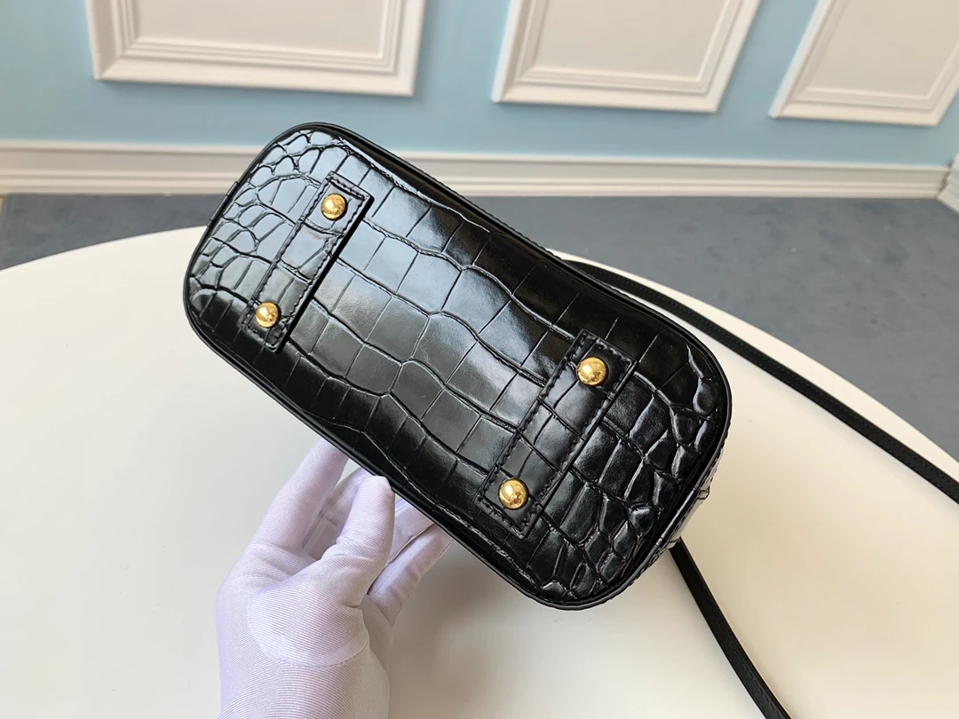LOUIS VUITTON ALMA BB HANDBAG BRILLIANT ALLIGATOR LEATHER BLACK N90897_4 LOUIS VUITTON ALMA BB HANDBAG BRILLIANT ALLIGATOR LEATHER BLACK N90897 4