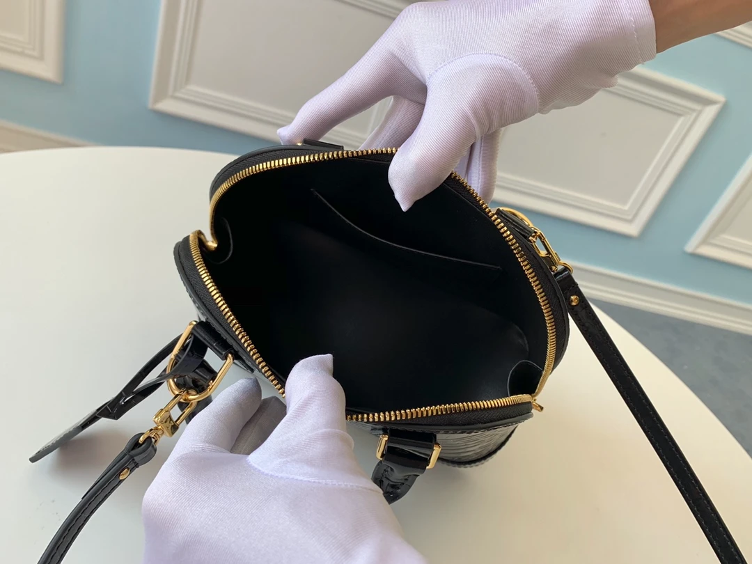 LOUIS VUITTON ALMA BB HANDBAG BRILLIANT ALLIGATOR LEATHER BLACK N90897_5 LOUIS VUITTON ALMA BB HANDBAG BRILLIANT ALLIGATOR LEATHER BLACK N90897 5