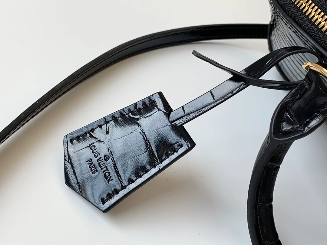 LOUIS VUITTON ALMA BB HANDBAG BRILLIANT ALLIGATOR LEATHER BLACK N90897_7 LOUIS VUITTON ALMA BB HANDBAG BRILLIANT ALLIGATOR LEATHER BLACK N90897 7