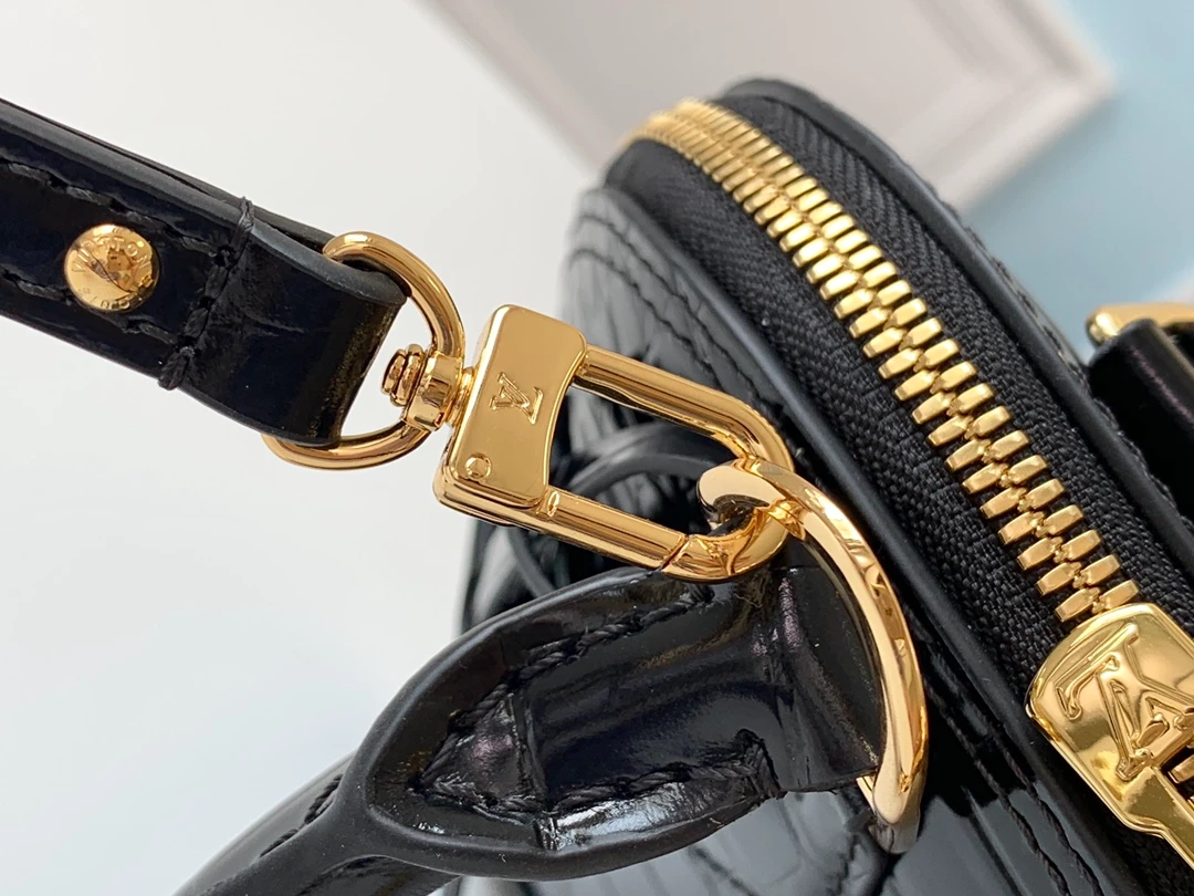 LOUIS VUITTON ALMA BB HANDBAG BRILLIANT ALLIGATOR LEATHER BLACK N90897_8 LOUIS VUITTON ALMA BB HANDBAG BRILLIANT ALLIGATOR LEATHER BLACK N90897 8