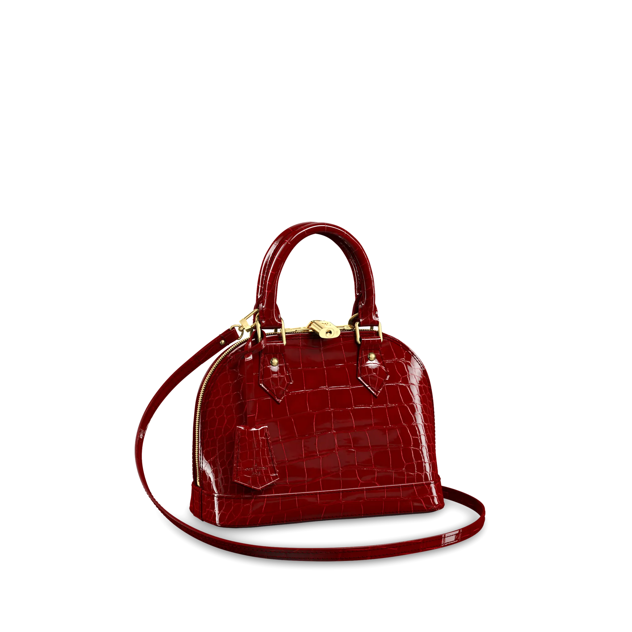 LOUIS VUITTON ALMA BB HANDBAG BRILLIANT ALLIGATOR LEATHER CARMIN RED N97546 LOUIS VUITTON ALMA BB HANDBAG BRILLIANT ALLIGATOR LEATHER CARMIN RED N97546