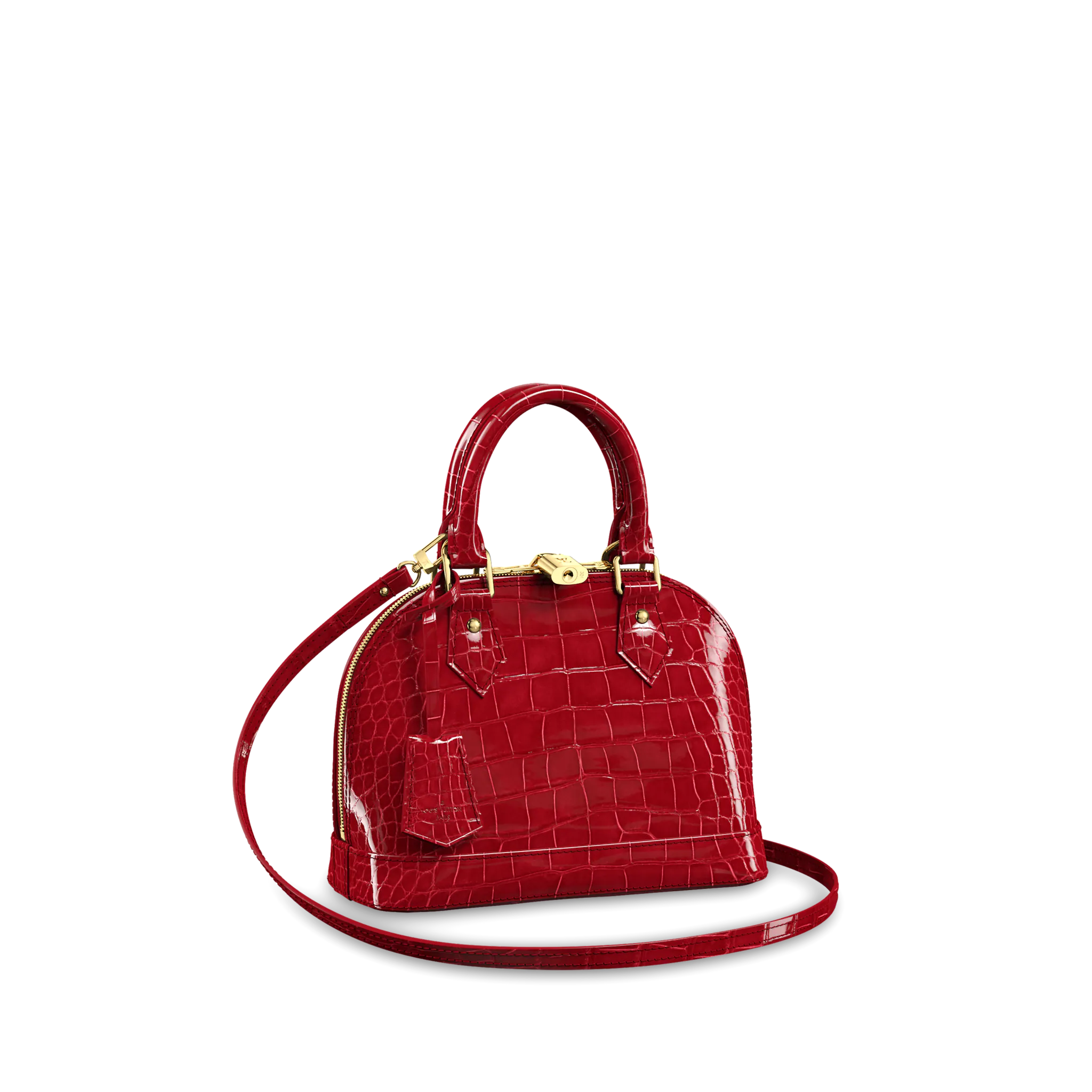 LOUIS VUITTON ALMA BB HANDBAG BRILLIANT ALLIGATOR LEATHER RUBIS RED N93553 LOUIS VUITTON ALMA BB HANDBAG BRILLIANT ALLIGATOR LEATHER RUBIS RED N93553