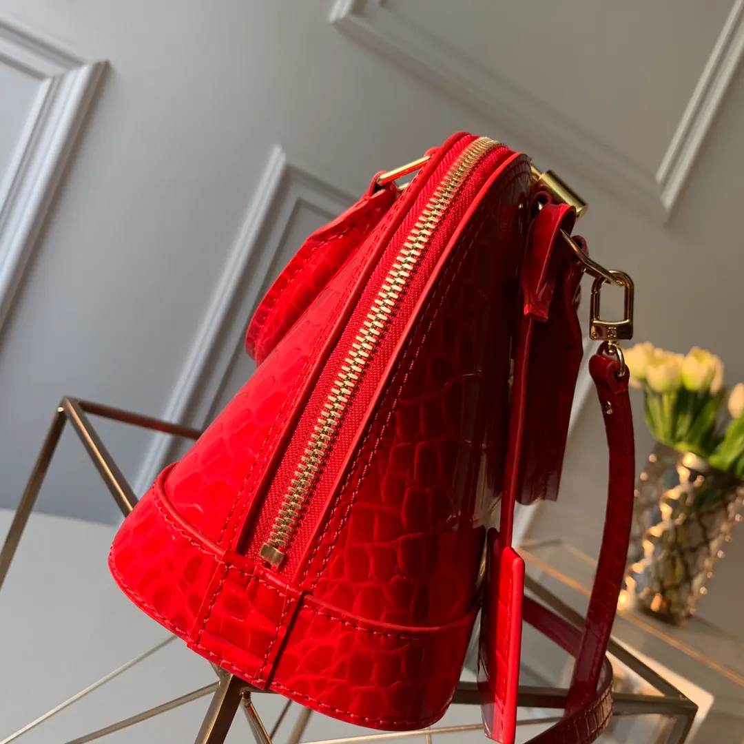 LOUIS VUITTON ALMA BB HANDBAG BRILLIANT ALLIGATOR LEATHER RUBIS RED N93553_3 LOUIS VUITTON ALMA BB HANDBAG BRILLIANT ALLIGATOR LEATHER RUBIS RED N93553 3