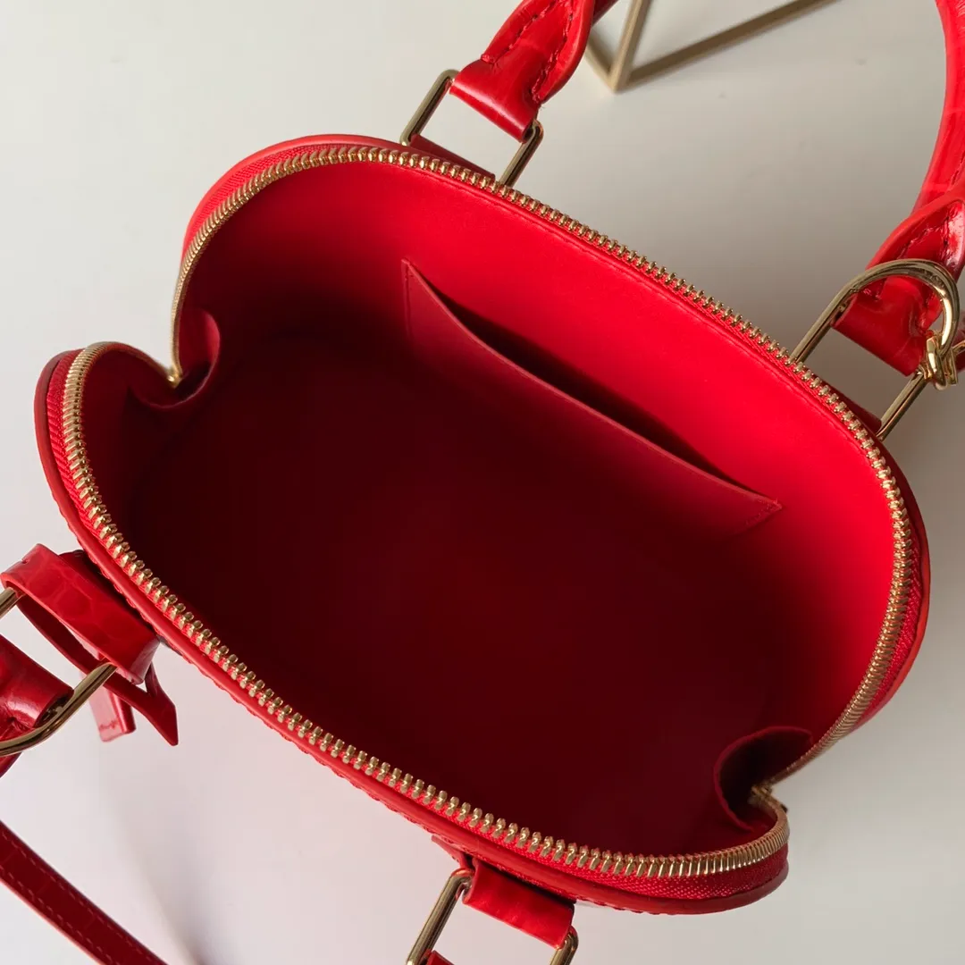 LOUIS VUITTON ALMA BB HANDBAG BRILLIANT ALLIGATOR LEATHER RUBIS RED N93553_5 LOUIS VUITTON ALMA BB HANDBAG BRILLIANT ALLIGATOR LEATHER RUBIS RED N93553 5