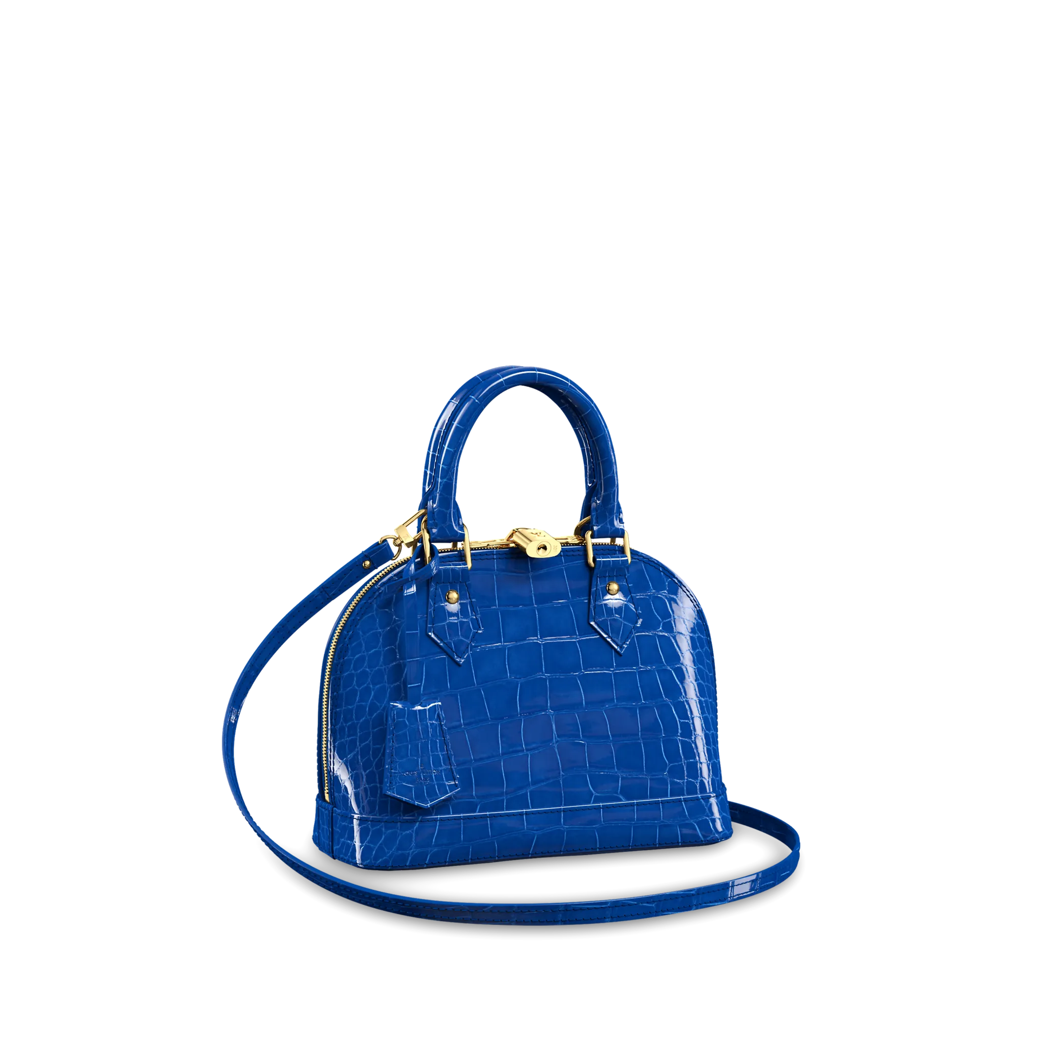 LOUIS VUITTON ALMA BB HANDBAG BRILLIANT ALLIGATOR LEATHER SANTORIN BLUE N96119 LOUIS VUITTON ALMA BB HANDBAG BRILLIANT ALLIGATOR LEATHER SANTORIN BLUE N96119