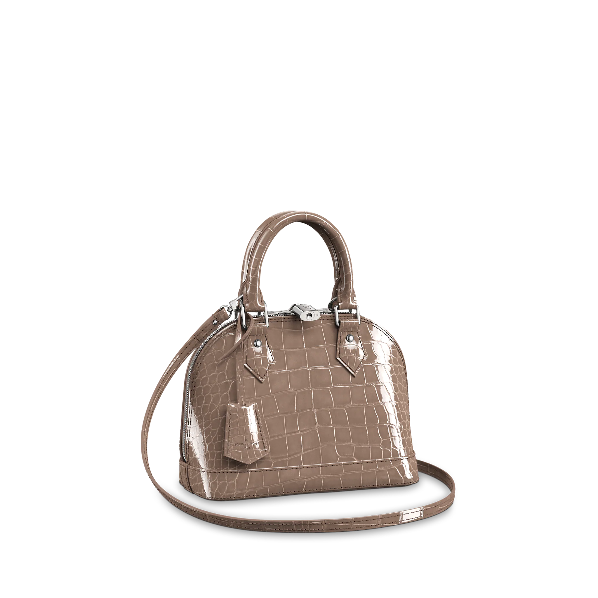LOUIS VUITTON ALMA BB HANDBAG BRILLIANT ALLIGATOR LEATHER TAUPE BROWN N93284 LOUIS VUITTON ALMA BB HANDBAG BRILLIANT ALLIGATOR LEATHER TAUPE BROWN N93284