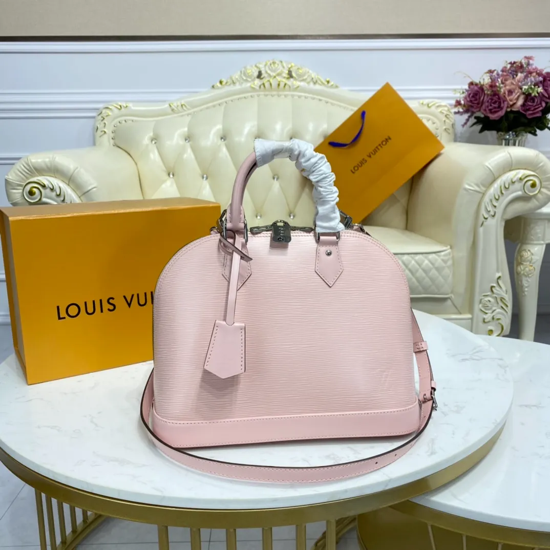 LOUIS VUITTON ALMA BB HANDBAG EPI GRAINED COWHIDE LEATHER ROSE PINK M41327_1 LOUIS VUITTON ALMA BB HANDBAG EPI GRAINED COWHIDE LEATHER ROSE PINK M41327 1