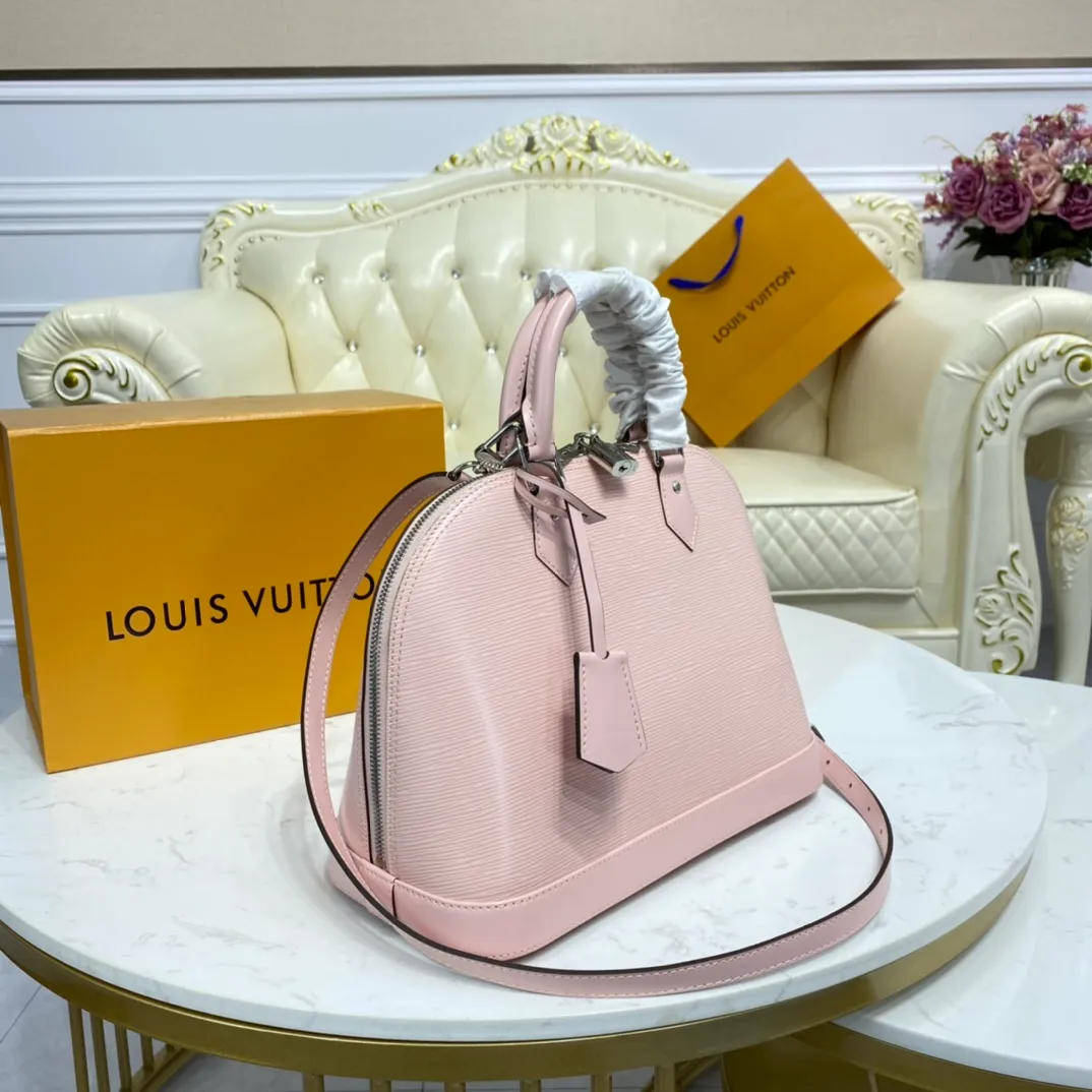 LOUIS VUITTON ALMA BB HANDBAG EPI GRAINED COWHIDE LEATHER ROSE PINK M41327_2 LOUIS VUITTON ALMA BB HANDBAG EPI GRAINED COWHIDE LEATHER ROSE PINK M41327 2