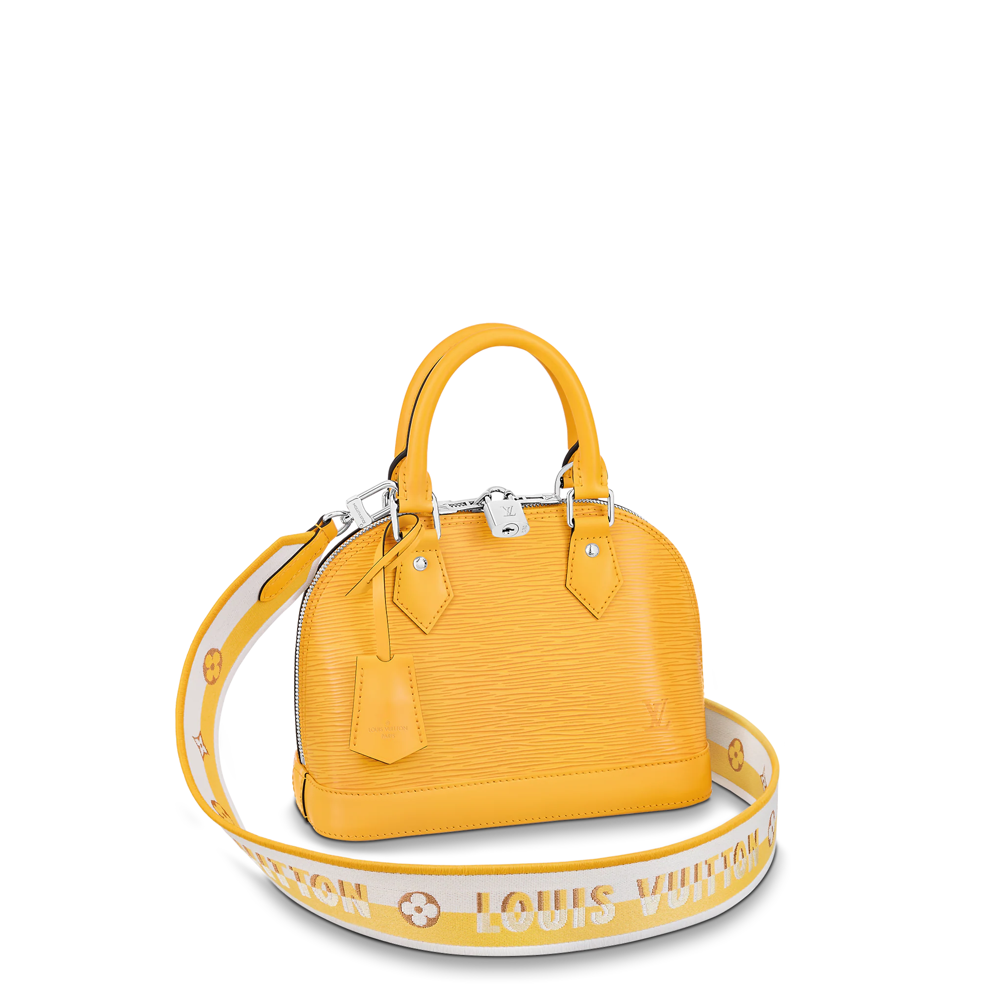 LOUIS VUITTON ALMA BB HANDBAG EPI GRAINED COWHIDE LEATHER SUNFLOWER YELLOW M59358 LOUIS VUITTON ALMA BB HANDBAG EPI GRAINED COWHIDE LEATHER SUNFLOWER YELLOW M59358