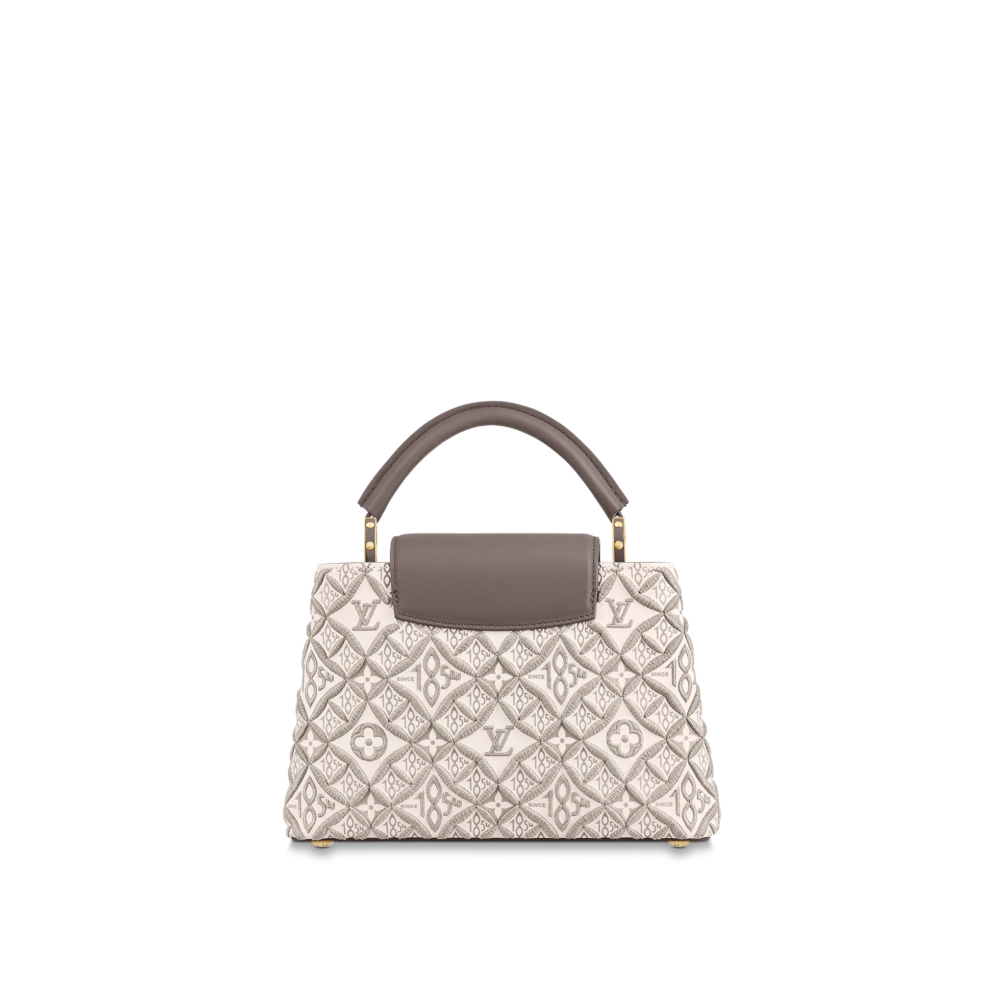LOUIS VUITTON CAPUCINES BB HANDBAG EMBROIDERED SMOOTH CALFSKIN ECRU M46042_03 LOUIS VUITTON CAPUCINES BB HANDBAG EMBROIDERED SMOOTH CALFSKIN ECRU M46042 03