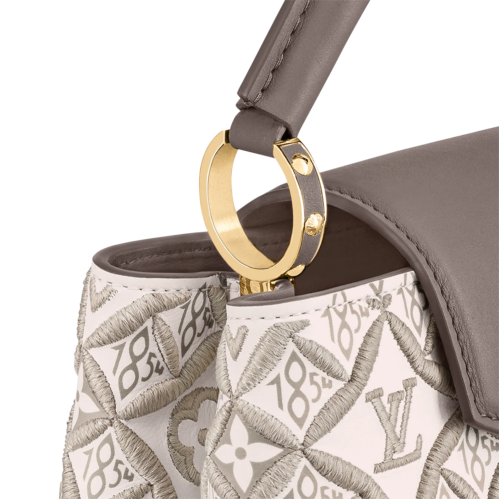 LOUIS VUITTON CAPUCINES BB HANDBAG EMBROIDERED SMOOTH CALFSKIN ECRU M46042_04 LOUIS VUITTON CAPUCINES BB HANDBAG EMBROIDERED SMOOTH CALFSKIN ECRU M46042 04