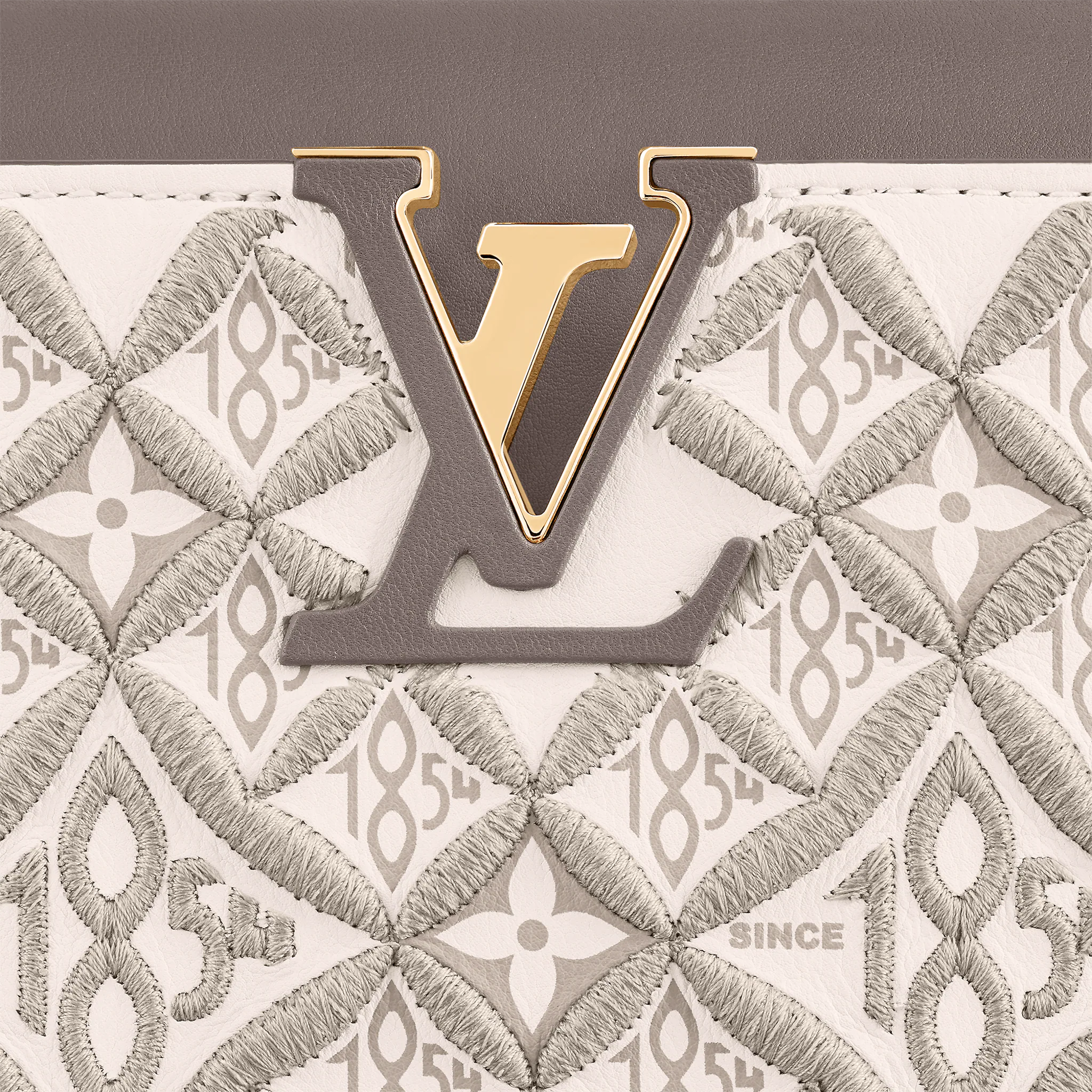 LOUIS VUITTON CAPUCINES BB HANDBAG EMBROIDERED SMOOTH CALFSKIN ECRU M46042_05 LOUIS VUITTON CAPUCINES BB HANDBAG EMBROIDERED SMOOTH CALFSKIN ECRU M46042 05