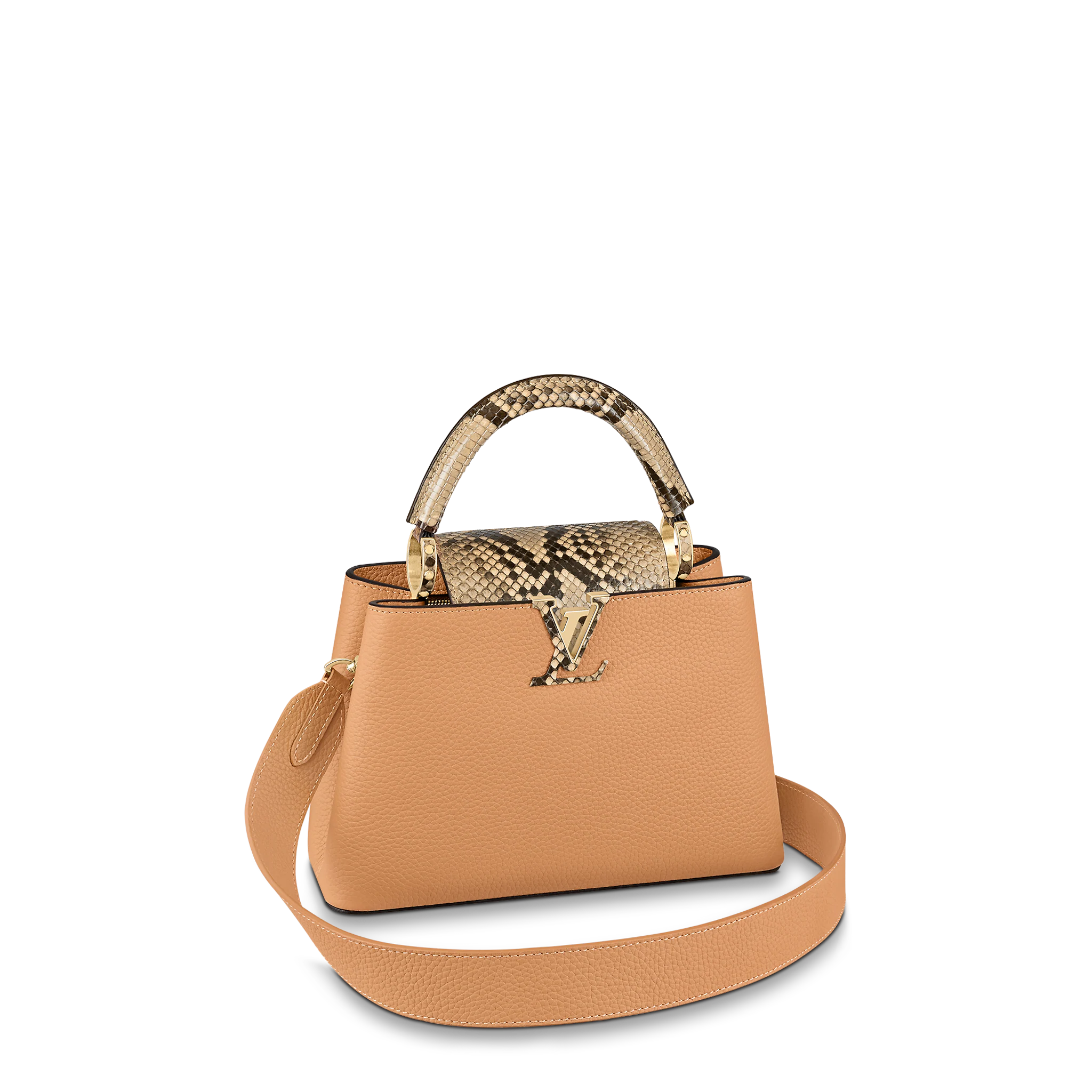 LOUIS VUITTON CAPUCINES BB HANDBAG TAURILLON AND PYTHON LEATHER BROWN N80741 LOUIS VUITTON CAPUCINES BB HANDBAG TAURILLON AND PYTHON LEATHER BROWN N80741