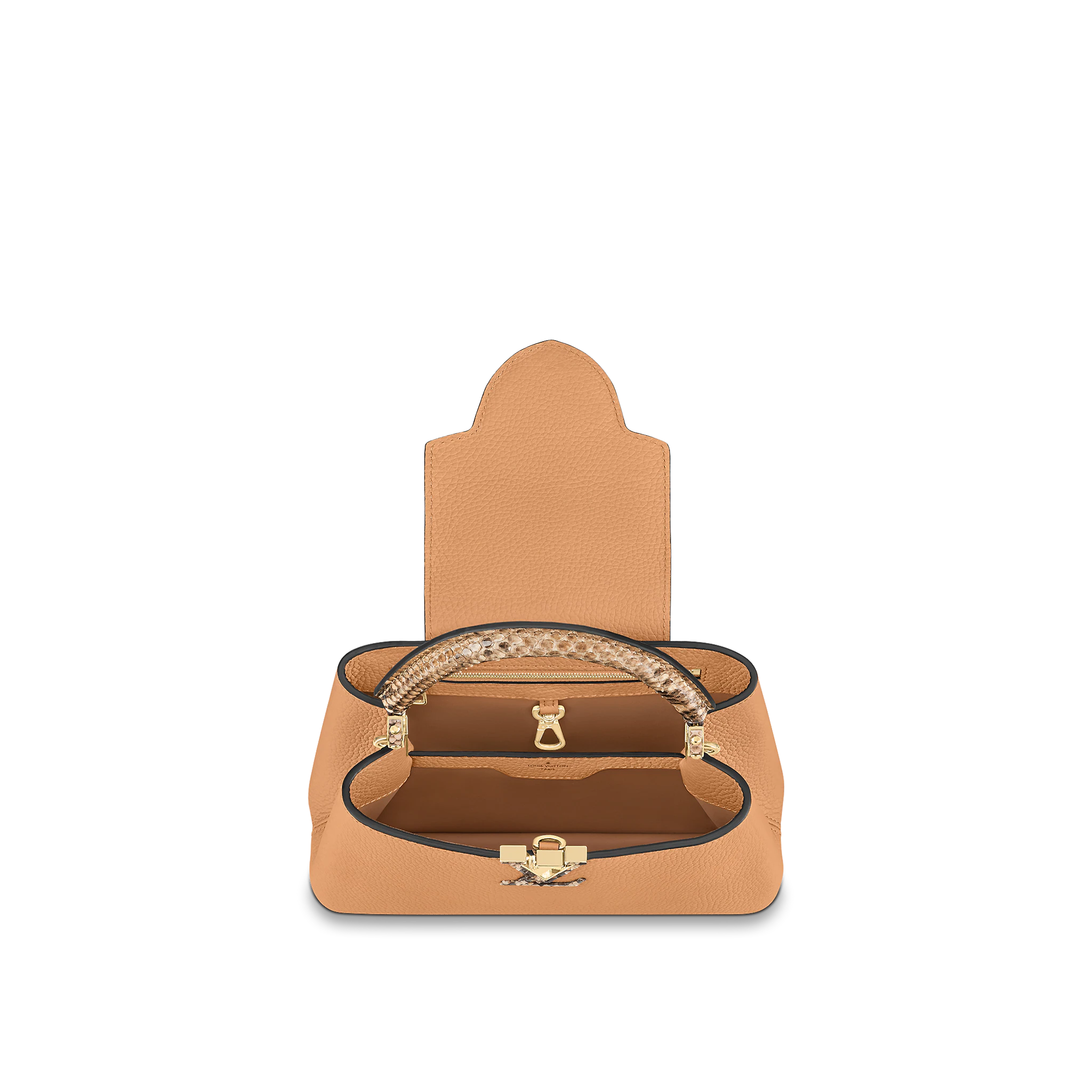 LOUIS VUITTON CAPUCINES BB HANDBAG TAURILLON AND PYTHON LEATHER BROWN N80741_2 LOUIS VUITTON CAPUCINES BB HANDBAG TAURILLON AND PYTHON LEATHER BROWN N80741 2