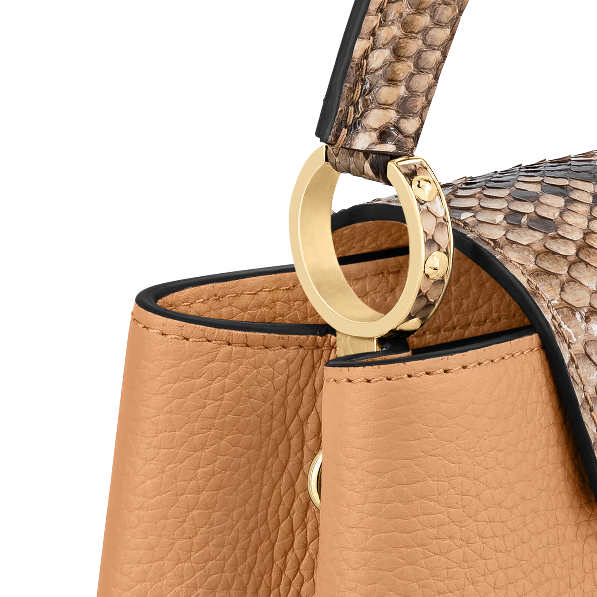 LOUIS VUITTON CAPUCINES BB HANDBAG TAURILLON AND PYTHON LEATHER BROWN N80741_4 LOUIS VUITTON CAPUCINES BB HANDBAG TAURILLON AND PYTHON LEATHER BROWN N80741 4
