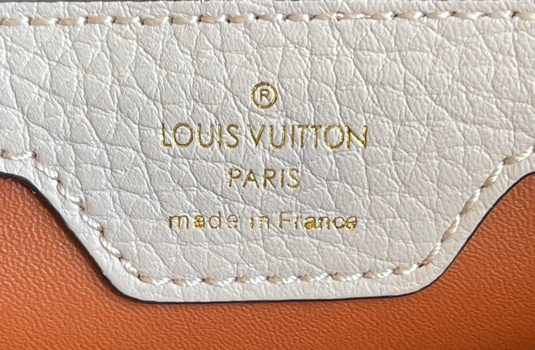 LOUIS VUITTON CAPUCINES BB HANDBAG TAURILLON LEATHER VANILLE LIGHT BEIGE M57904_9 LOUIS VUITTON CAPUCINES BB HANDBAG TAURILLON LEATHER VANILLE LIGHT BEIGE M57904 9