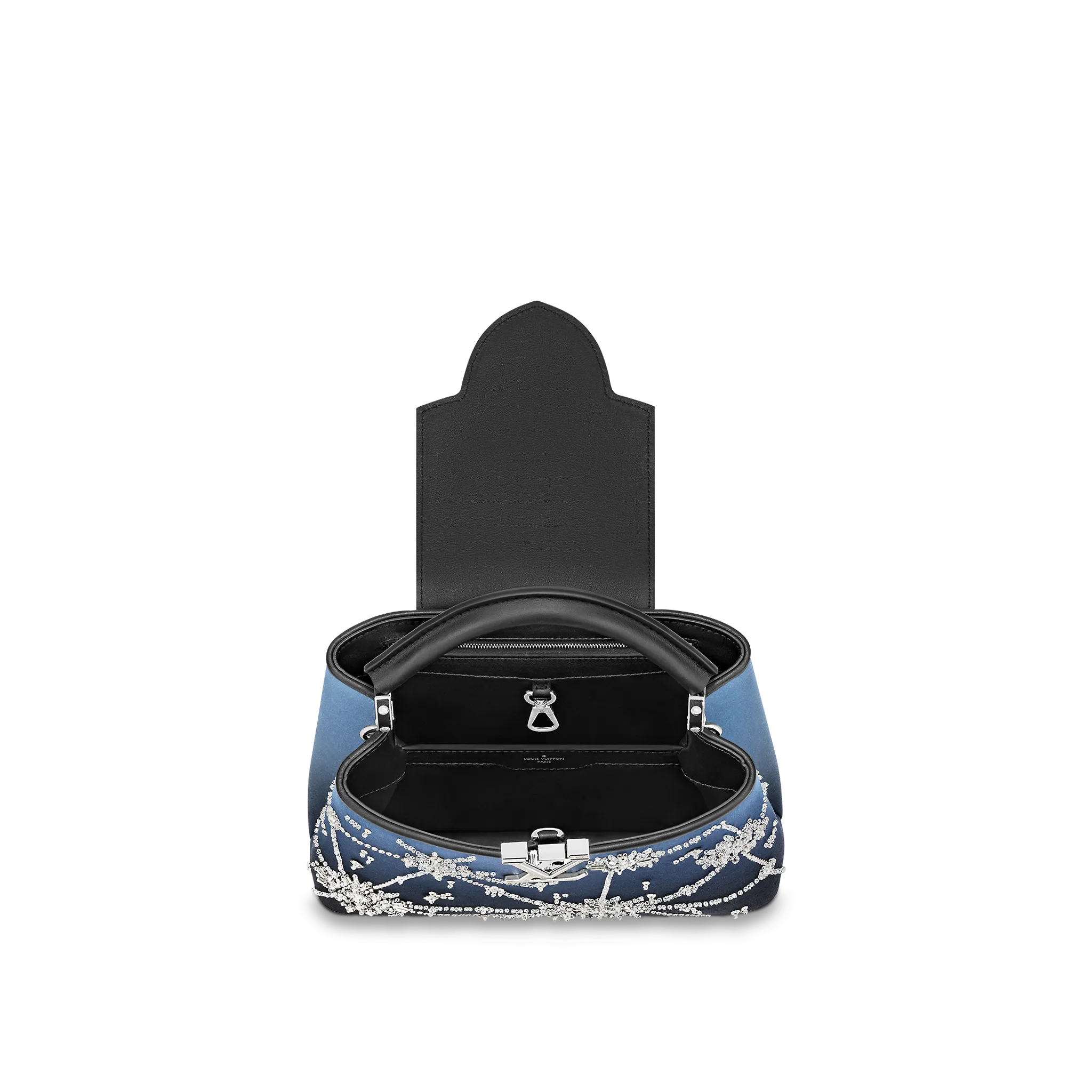 LOUIS VUITTON CAPUCINES BB STARDUST HANDBAG SILK SATIN BLUE M59186_2 LOUIS VUITTON CAPUCINES BB STARDUST HANDBAG SILK SATIN BLUE M59186 2