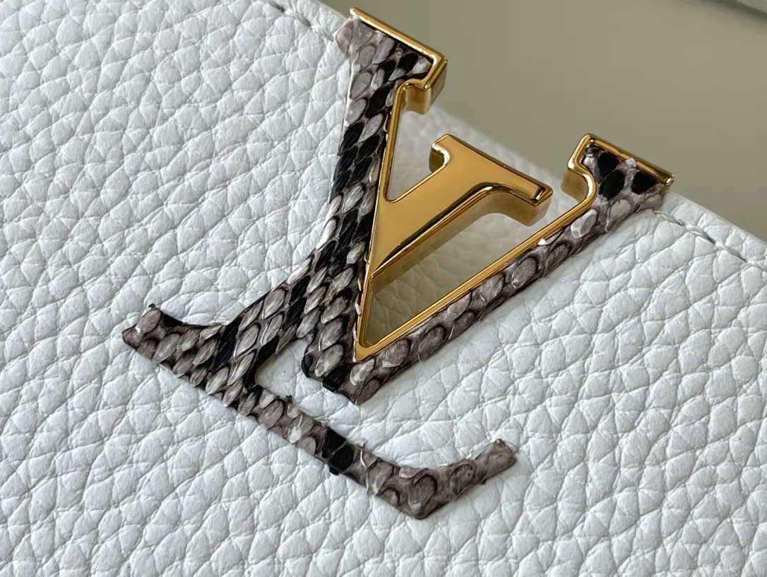 LOUIS VUITTON CAPUCINES MINI BAG PYTHON HANDLE TAURILLON LEATHER WHITE N98477_6 LOUIS VUITTON CAPUCINES MINI BAG PYTHON HANDLE TAURILLON LEATHER WHITE N98477 6