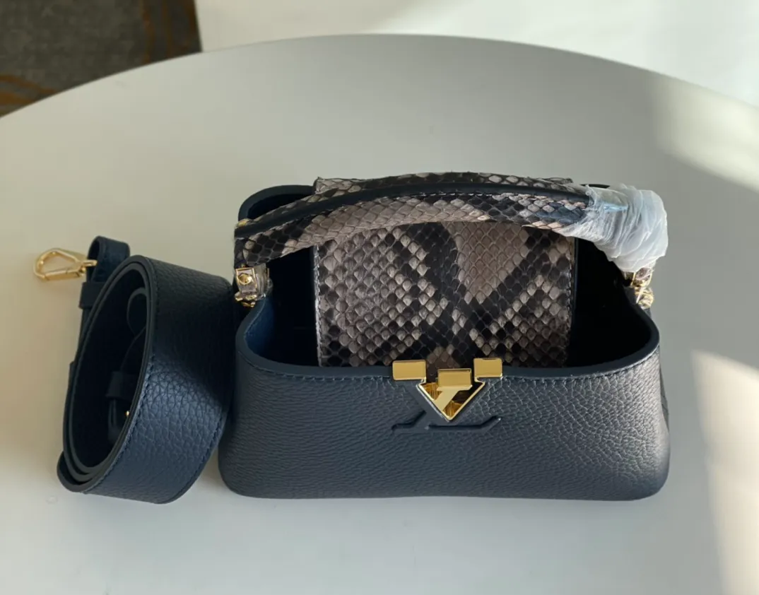 LOUIS VUITTON CAPUCINES MINI HANDBAG TAURILLON AND PYTHON LEATHER BLUE N80421_5 LOUIS VUITTON CAPUCINES MINI HANDBAG TAURILLON AND PYTHON LEATHER BLUE N80421 5