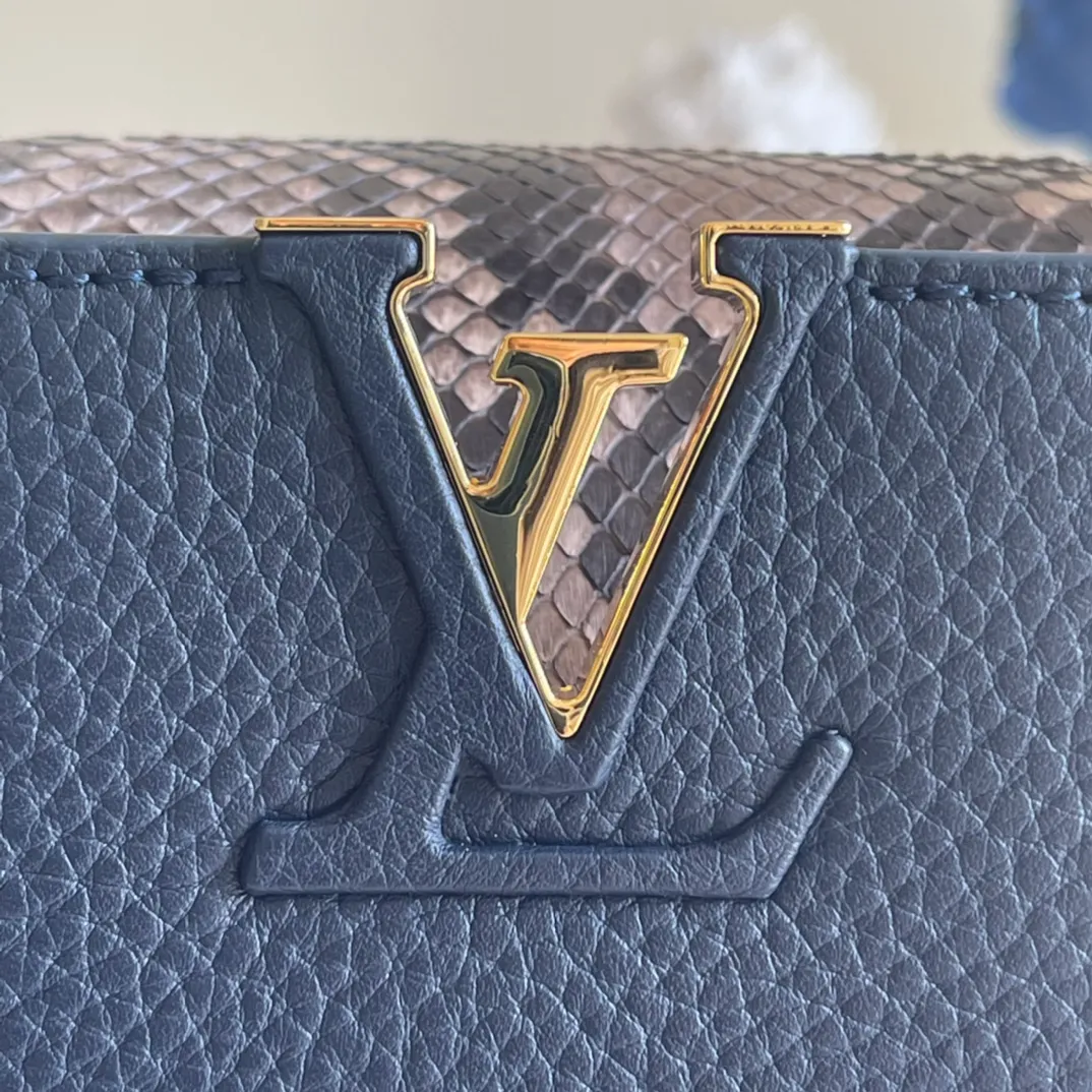 LOUIS VUITTON CAPUCINES MINI HANDBAG TAURILLON AND PYTHON LEATHER BLUE N80421_7 LOUIS VUITTON CAPUCINES MINI HANDBAG TAURILLON AND PYTHON LEATHER BLUE N80421 7