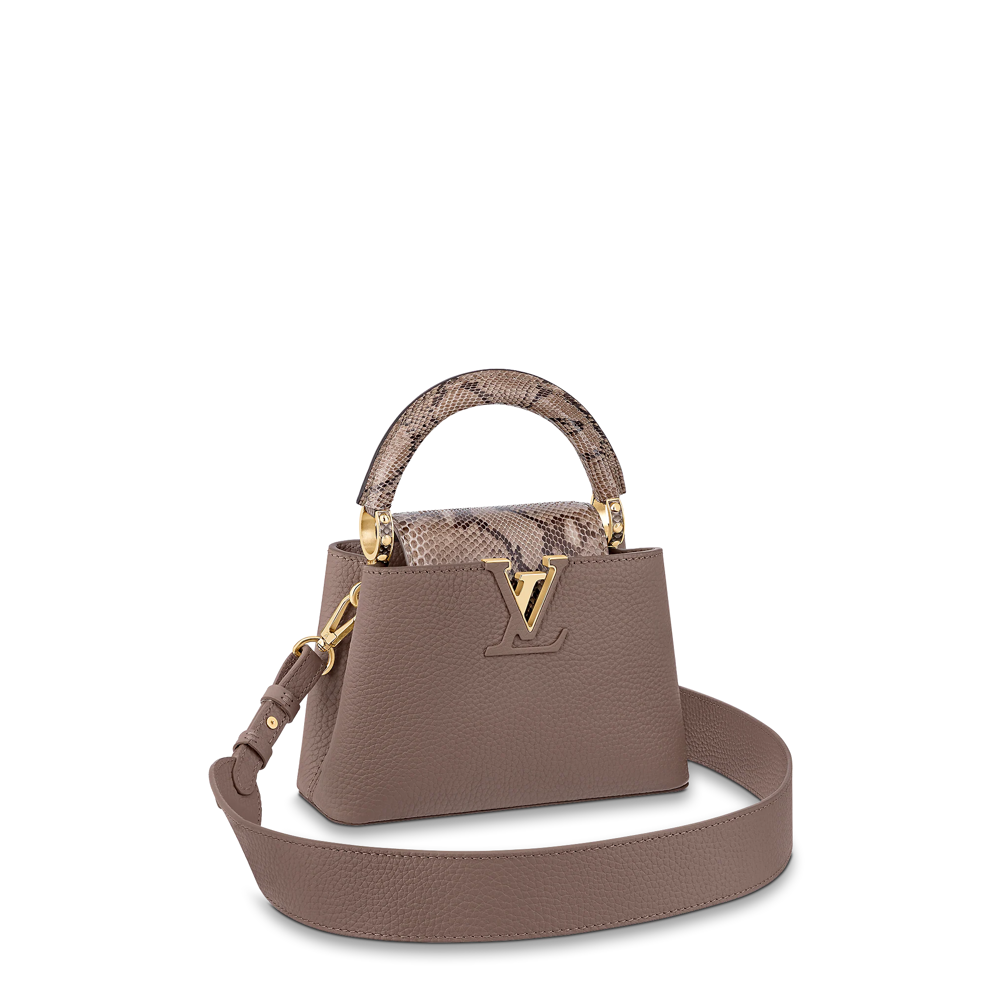 LOUIS VUITTON CAPUCINES MINI HANDBAG TAURILLON AND PYTHON LEATHER GRAY N80041 LOUIS VUITTON CAPUCINES MINI HANDBAG TAURILLON AND PYTHON LEATHER GRAY N80041