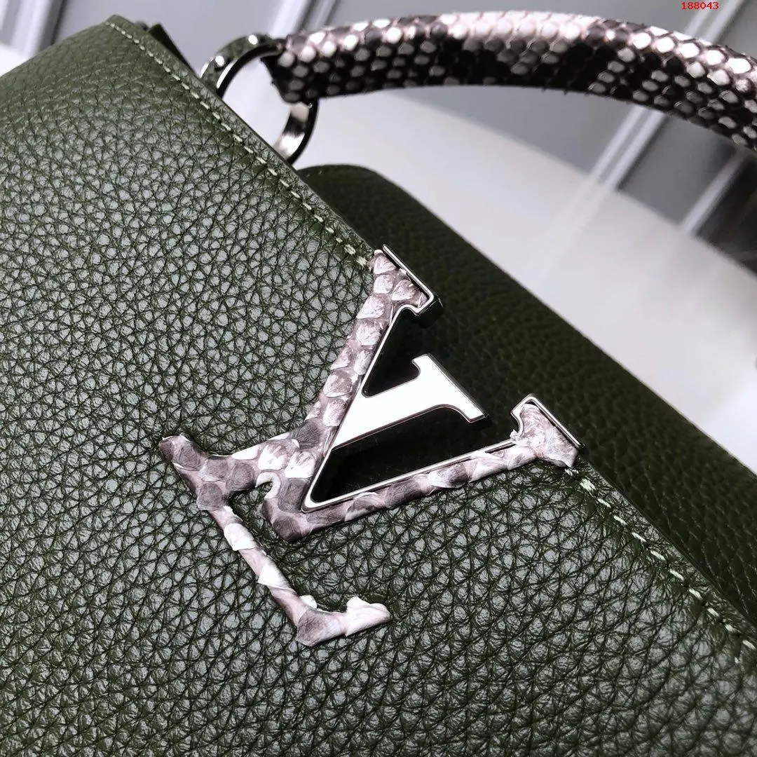 LOUIS VUITTON CAPUCINES MM BAG TAURILLON COWHIDE LEATHER AND PYTHON TRIM N93799_05 LOUIS VUITTON CAPUCINES MM BAG TAURILLON COWHIDE LEATHER AND PYTHON TRIM N93799 05