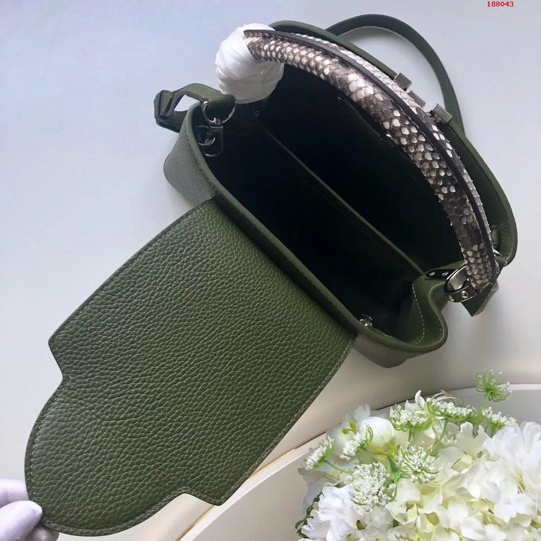 LOUIS VUITTON CAPUCINES MM BAG TAURILLON COWHIDE LEATHER AND PYTHON TRIM N93799_08 LOUIS VUITTON CAPUCINES MM BAG TAURILLON COWHIDE LEATHER AND PYTHON TRIM N93799 08