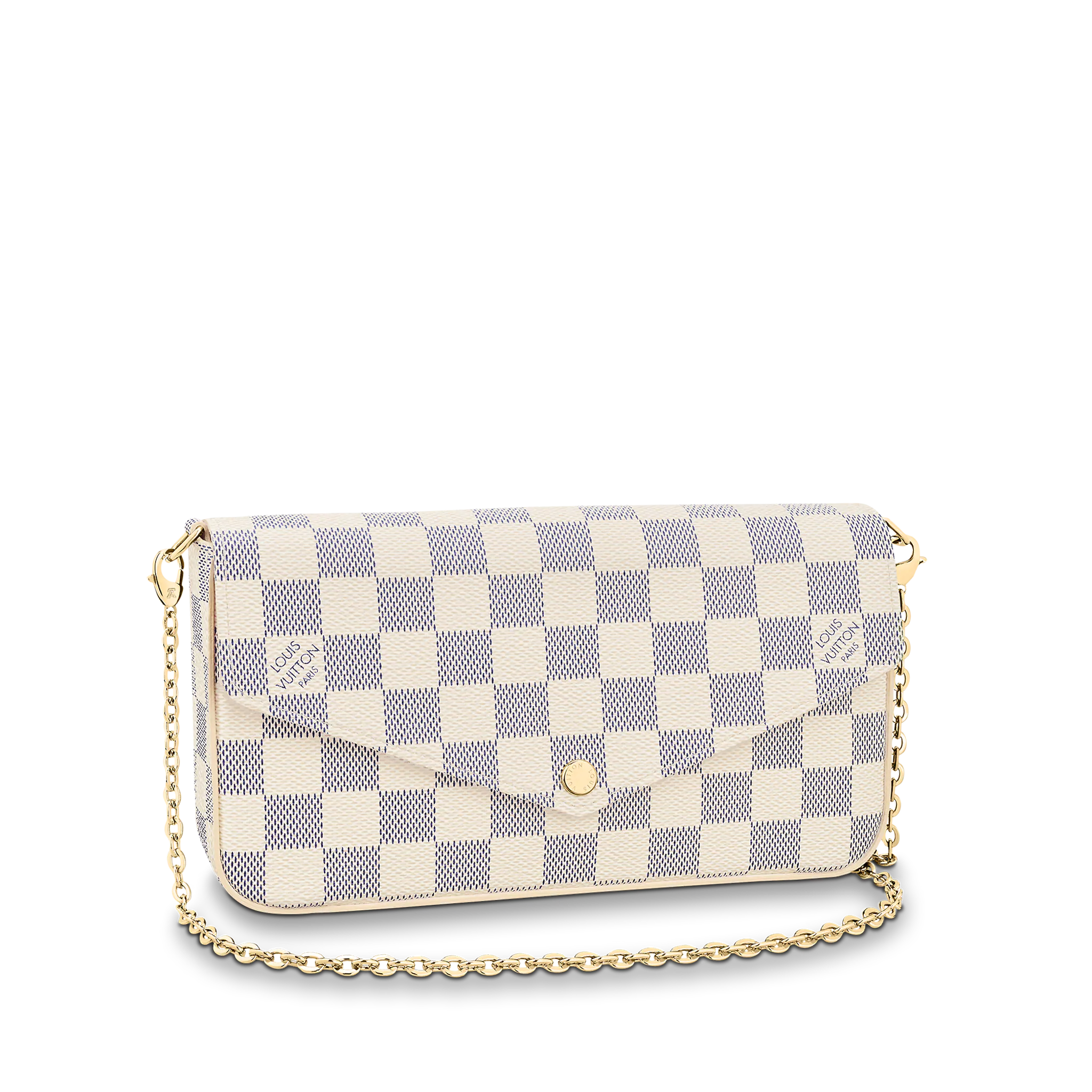 LOUIS VUITTON FÉLICIE POCHETTE BAG DAMIER AZUR COATED CANVAS N63106 LOUIS VUITTON FELICIE POCHETTE BAG DAMIER AZUR COATED CANVAS N63106