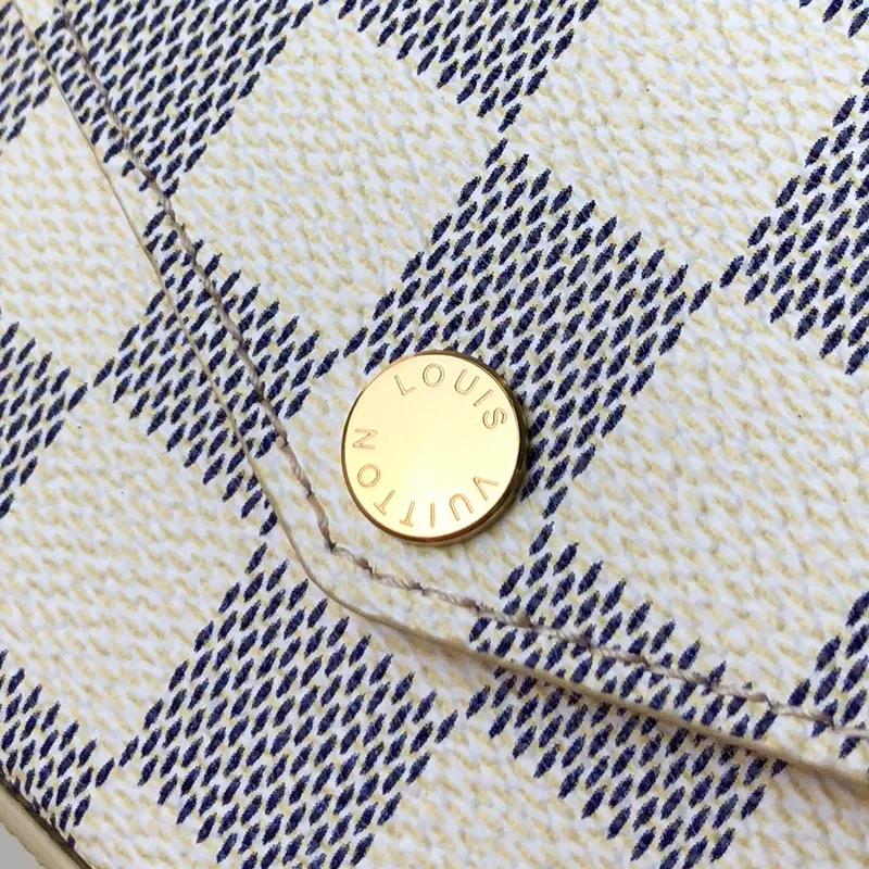 LOUIS VUITTON FÉLICIE POCHETTE BAG DAMIER AZUR COATED CANVAS N63106_7 LOUIS VUITTON FELICIE POCHETTE BAG DAMIER AZUR COATED CANVAS N63106 7