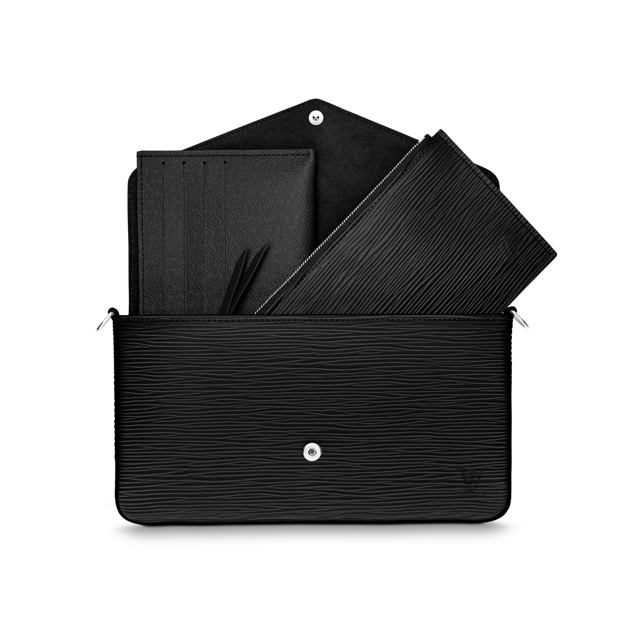 LOUIS VUITTON FÉLICIE POCHETTE BAG EPI GRAINED COWHIDE LEATHER BLACK M62648_3 LOUIS VUITTON FELICIE POCHETTE BAG EPI GRAINED COWHIDE LEATHER BLACK M62648 3