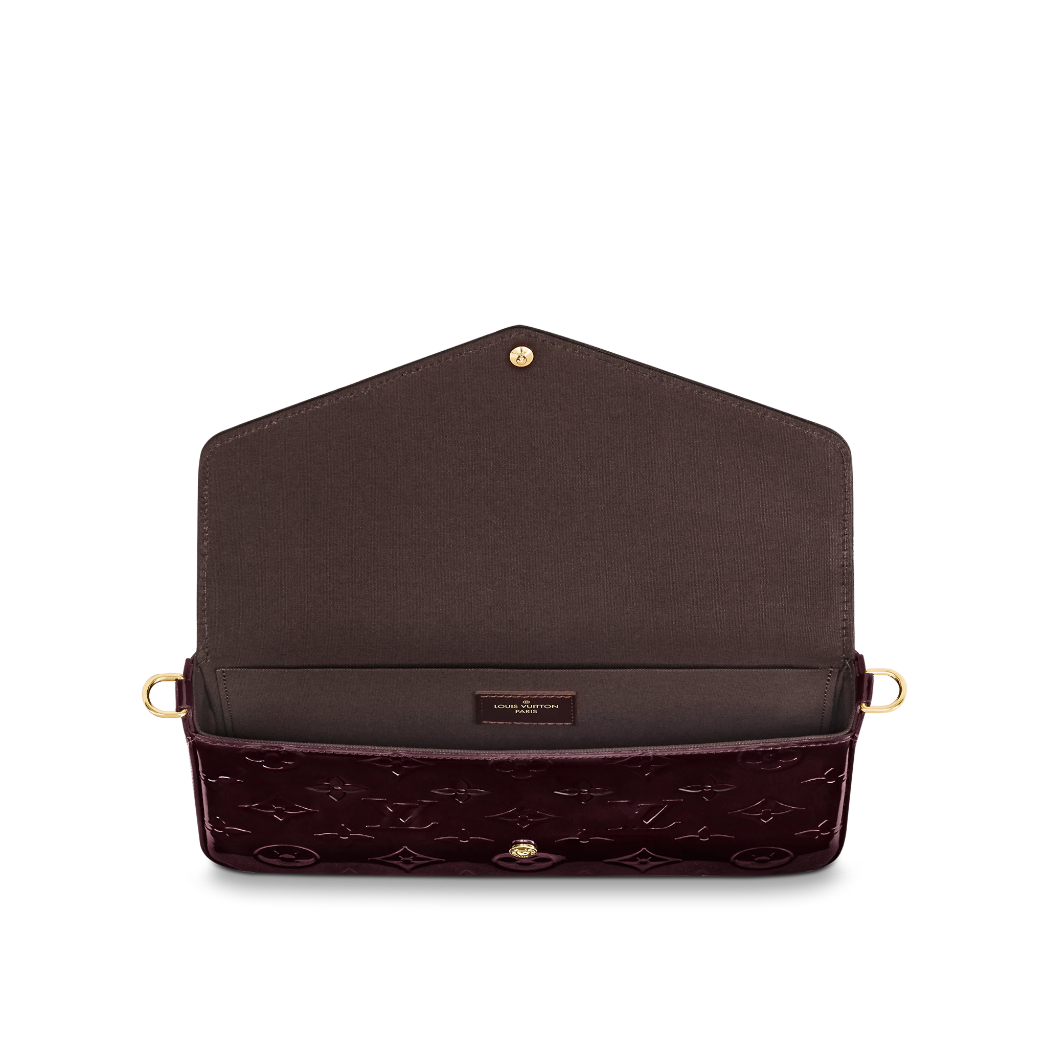 LOUIS VUITTON FÉLICIE POCHETTE BAG MONOGRAM VERNIS CALF LEATHER AMARANTE RED M61267_ LOUIS VUITTON FELICIE POCHETTE BAG MONOGRAM VERNIS CALF LEATHER AMARANTE RED M61267