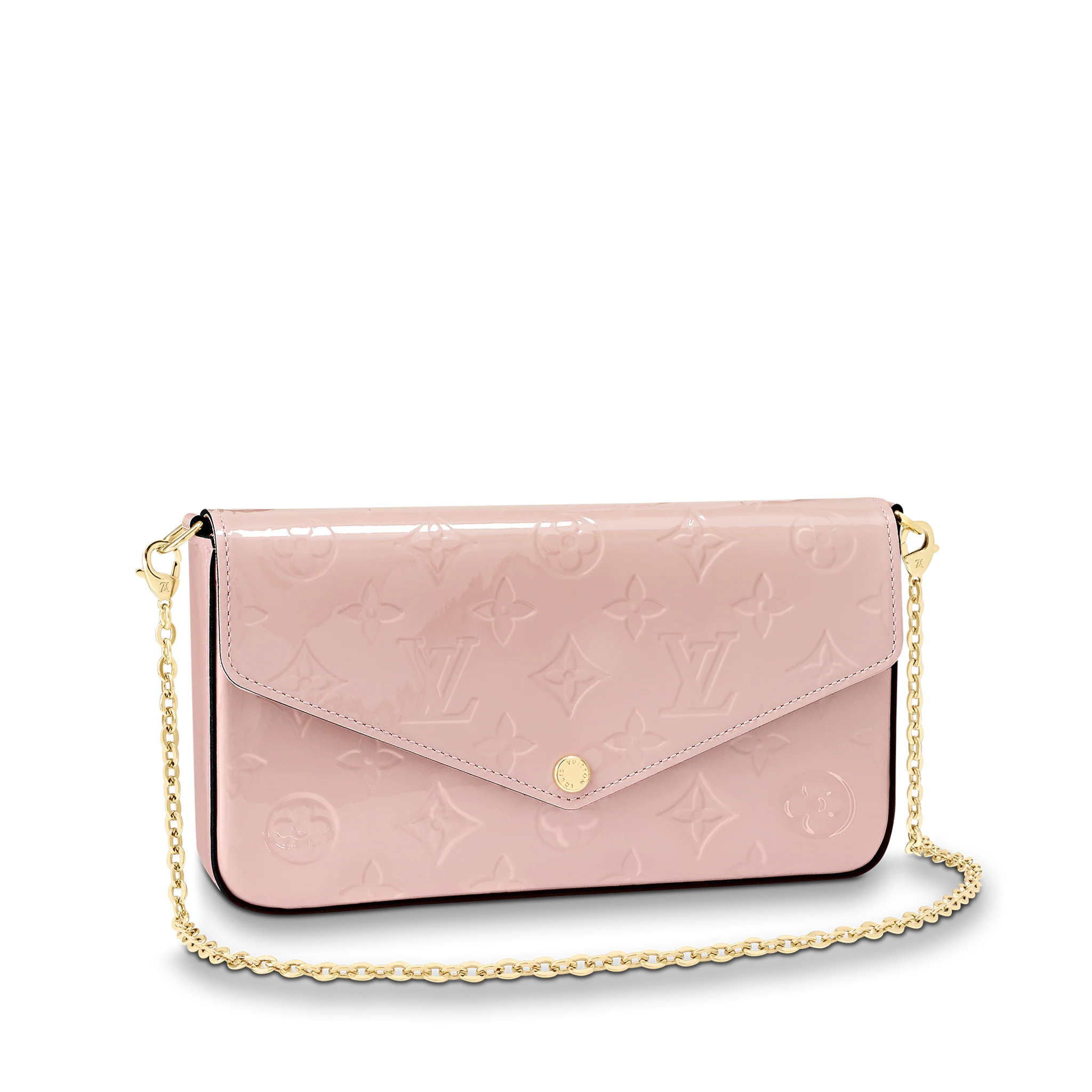 LOUIS VUITTON FÉLICIE POCHETTE BAG MONOGRAM VERNIS CALF LEATHER ROSE PINK M64358 LOUIS VUITTON FELICIE POCHETTE BAG MONOGRAM VERNIS CALF LEATHER ROSE PINK M64358