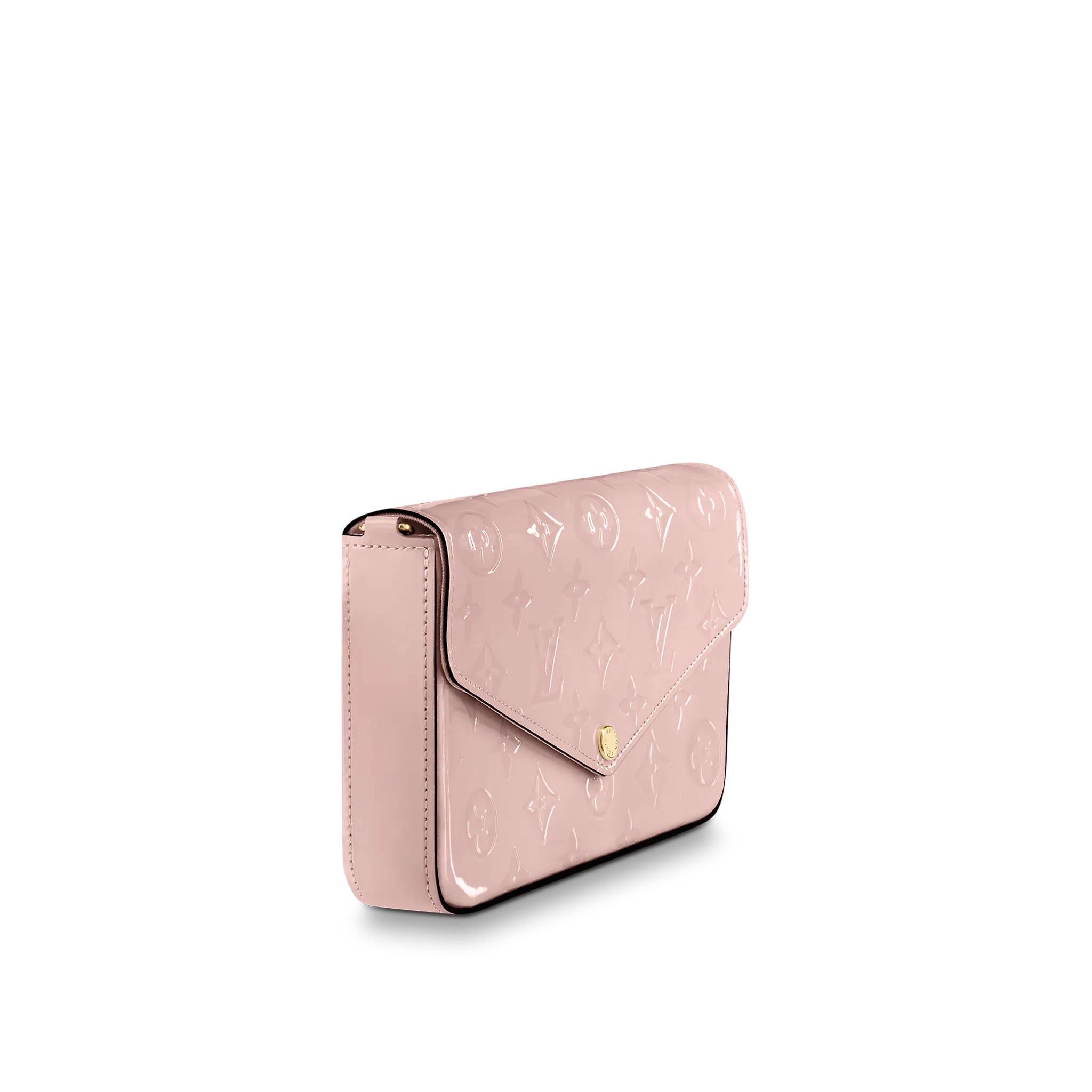 LOUIS VUITTON FÉLICIE POCHETTE BAG MONOGRAM VERNIS CALF LEATHER ROSE PINK M64358_1 LOUIS VUITTON FELICIE POCHETTE BAG MONOGRAM VERNIS CALF LEATHER ROSE PINK M64358 1