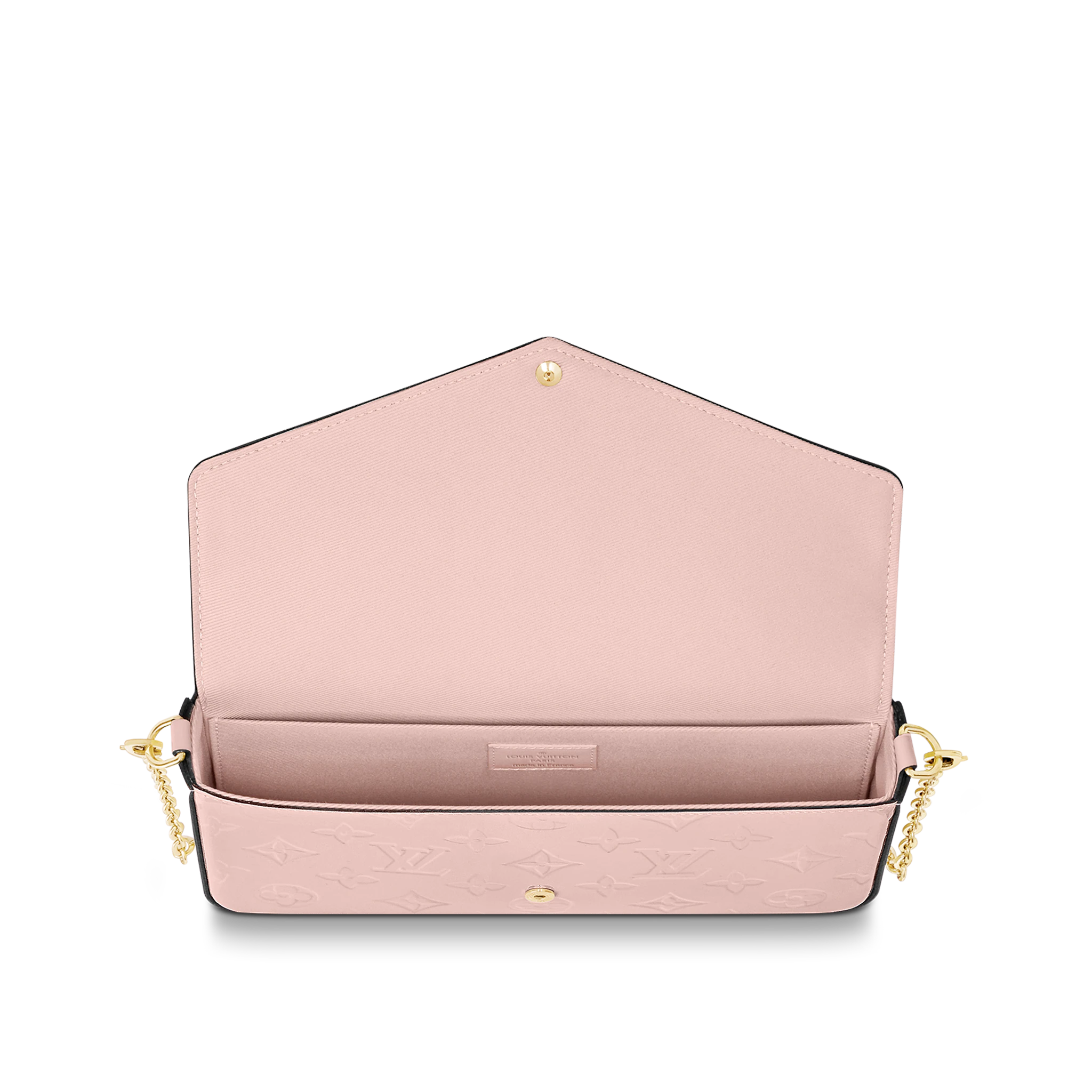 LOUIS VUITTON FÉLICIE POCHETTE BAG MONOGRAM VERNIS CALF LEATHER ROSE PINK M64358_2 LOUIS VUITTON FELICIE POCHETTE BAG MONOGRAM VERNIS CALF LEATHER ROSE PINK M64358 2