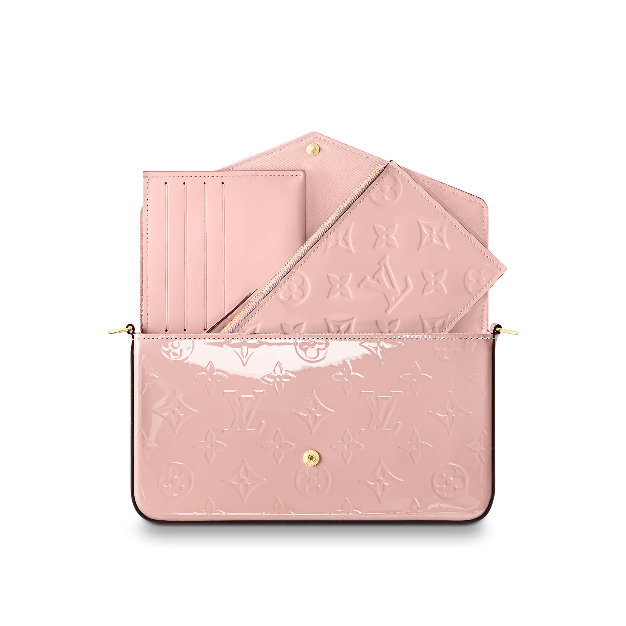LOUIS VUITTON FÉLICIE POCHETTE BAG MONOGRAM VERNIS CALF LEATHER ROSE PINK M64358_4 LOUIS VUITTON FELICIE POCHETTE BAG MONOGRAM VERNIS CALF LEATHER ROSE PINK M64358 4