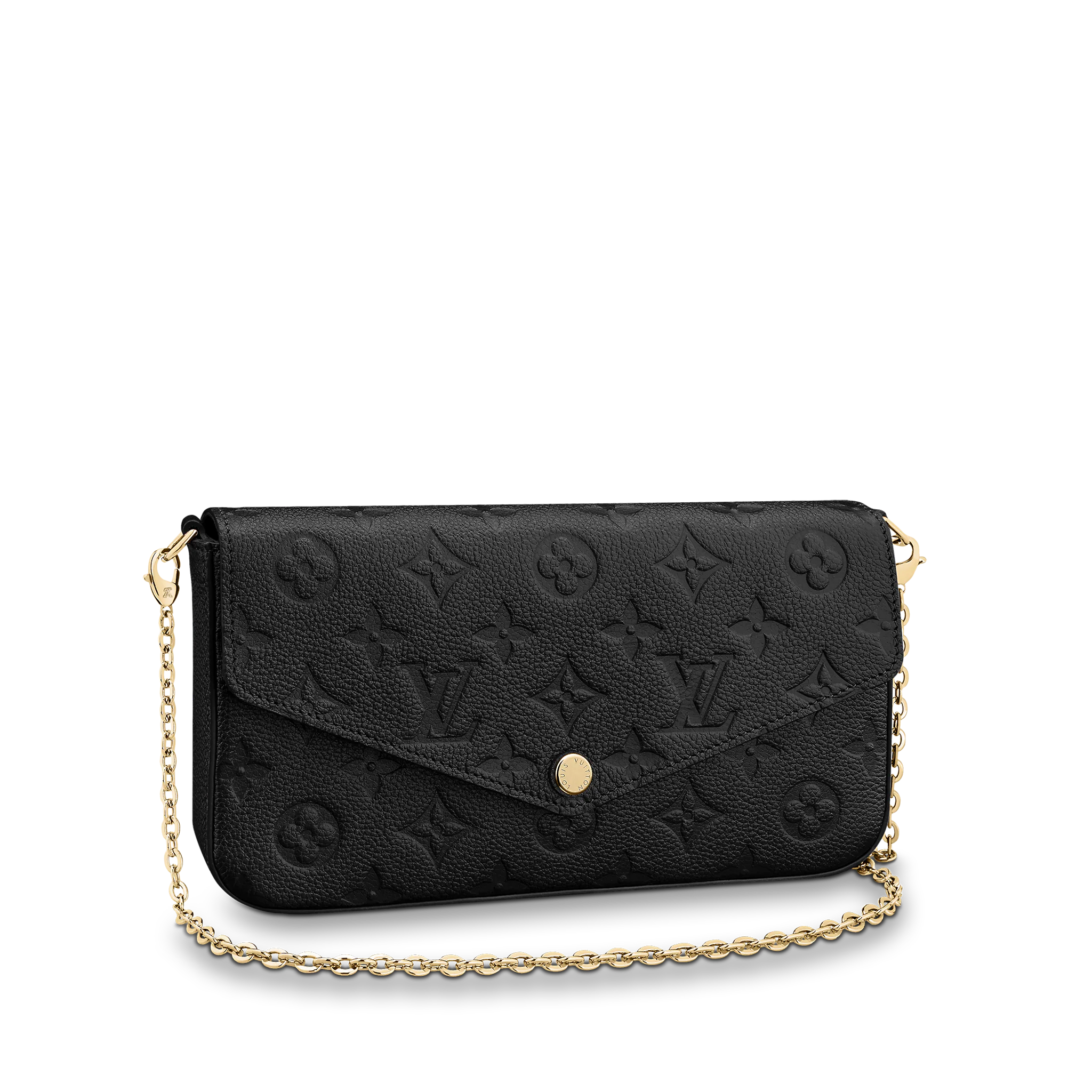 LOUIS VUITTON FÉLICIE POCHETTE BAG SUPPLE GRAINED COWHIDE LEATHER BLACK M64064 LOUIS VUITTON FELICIE POCHETTE BAG SUPPLE GRAINED COWHIDE LEATHER BLACK M64064